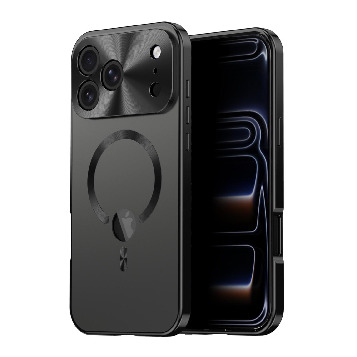 F&uuml;r Apple iPhone 17 Pro Full Cover MagSafe H&uuml;lle Metallrahmen Schwarz 