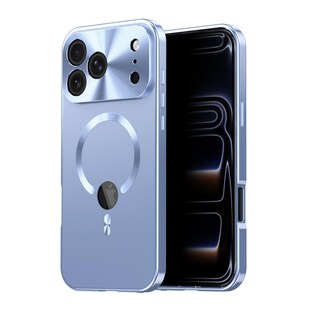 Für Apple iPhone 17 Pro Max Full Cover MagSafe Hülle Metallrahmen Blau 
