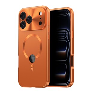Für Apple iPhone 17 Pro Max Full Cover MagSafe Hülle Metallrahmen Orange 