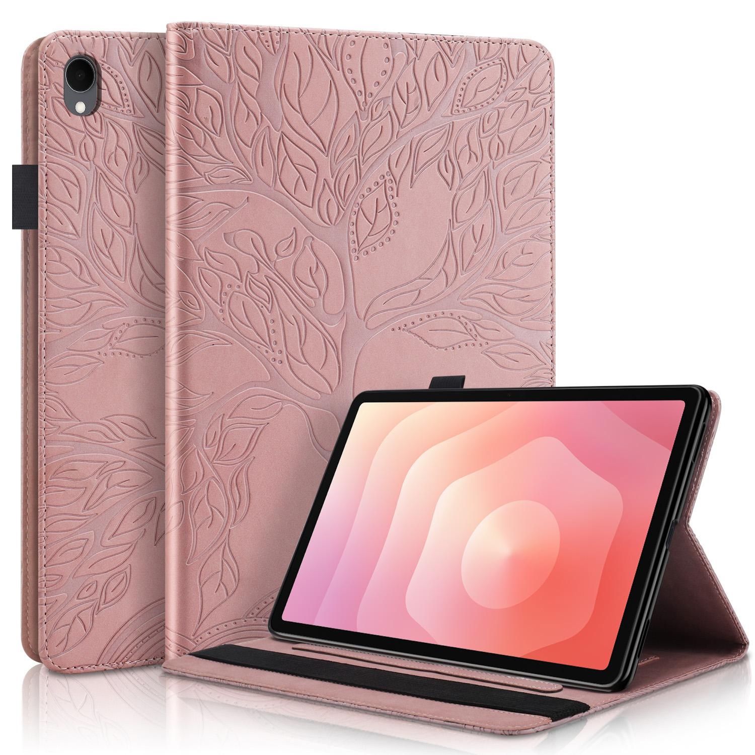 F&uuml;r Samsung Galaxy Tab S11 aufstellbare Baum Kunstleder Tasche Pink 