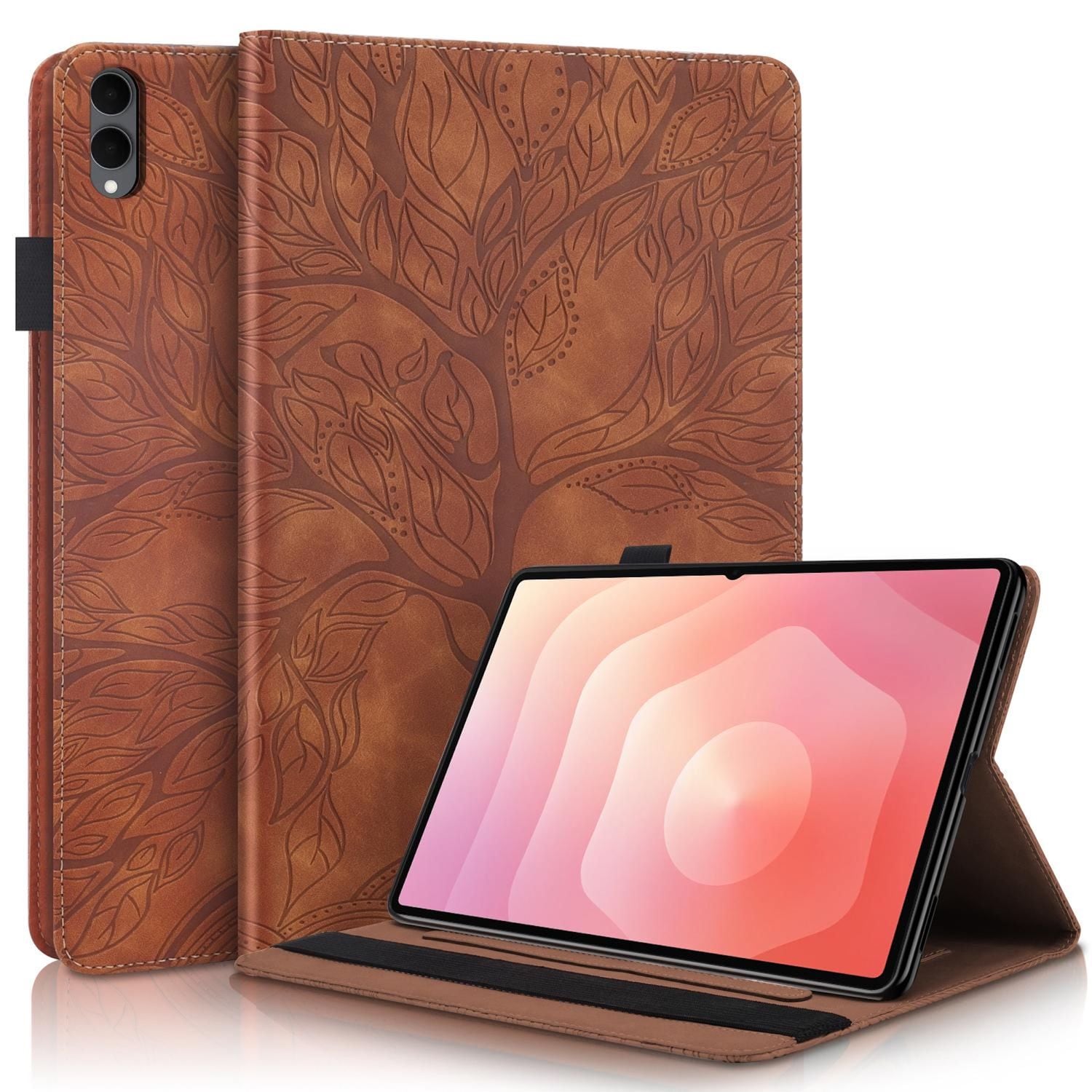 F&uuml;r Samsung Galaxy Tab S11 Ultra Baum Design Kunstleder Tasche Braun 