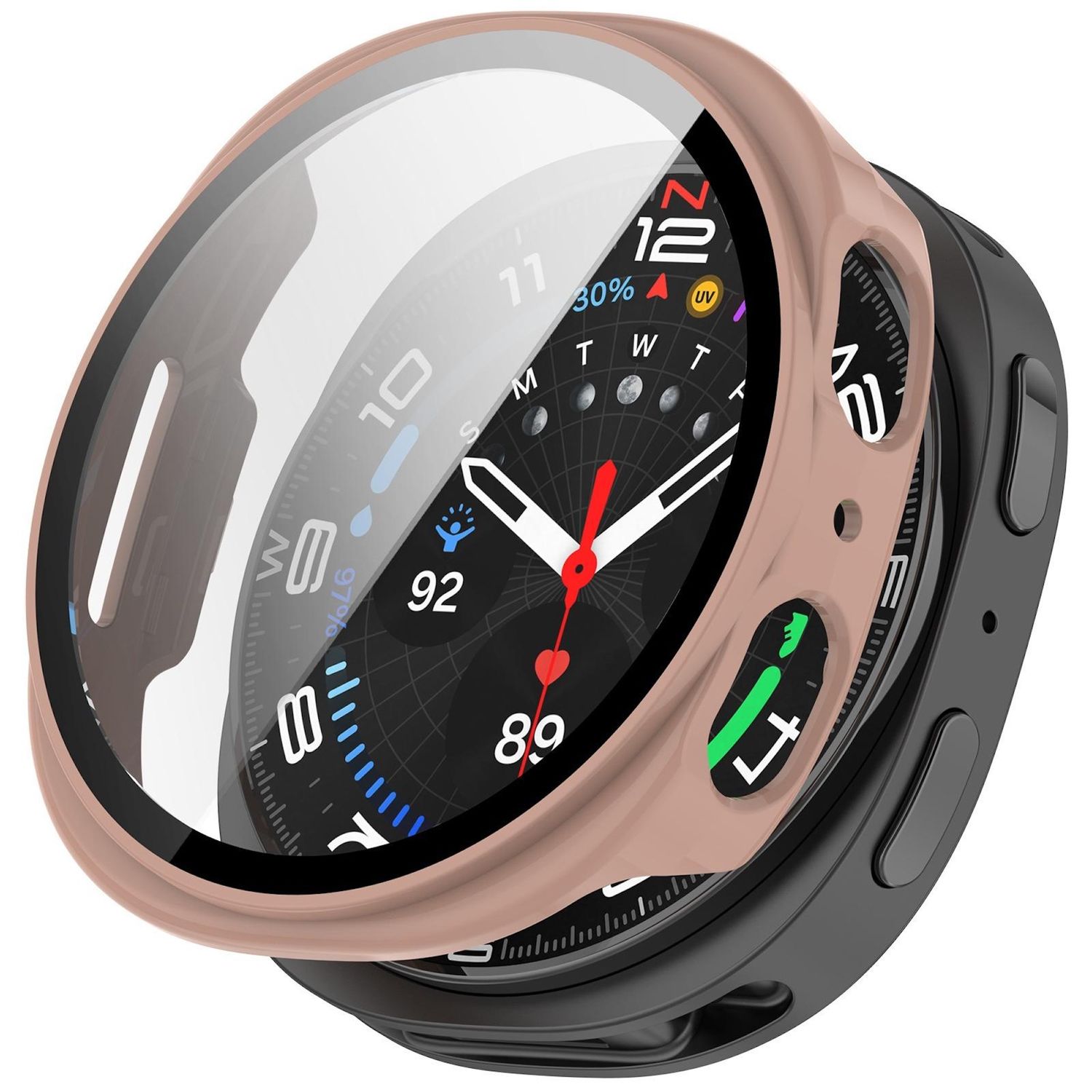 Smartwatch H&uuml;lle + H9 Schutzglas f&uuml;r Samsung Galaxy Watch 9 8 44mm Kunststoff 