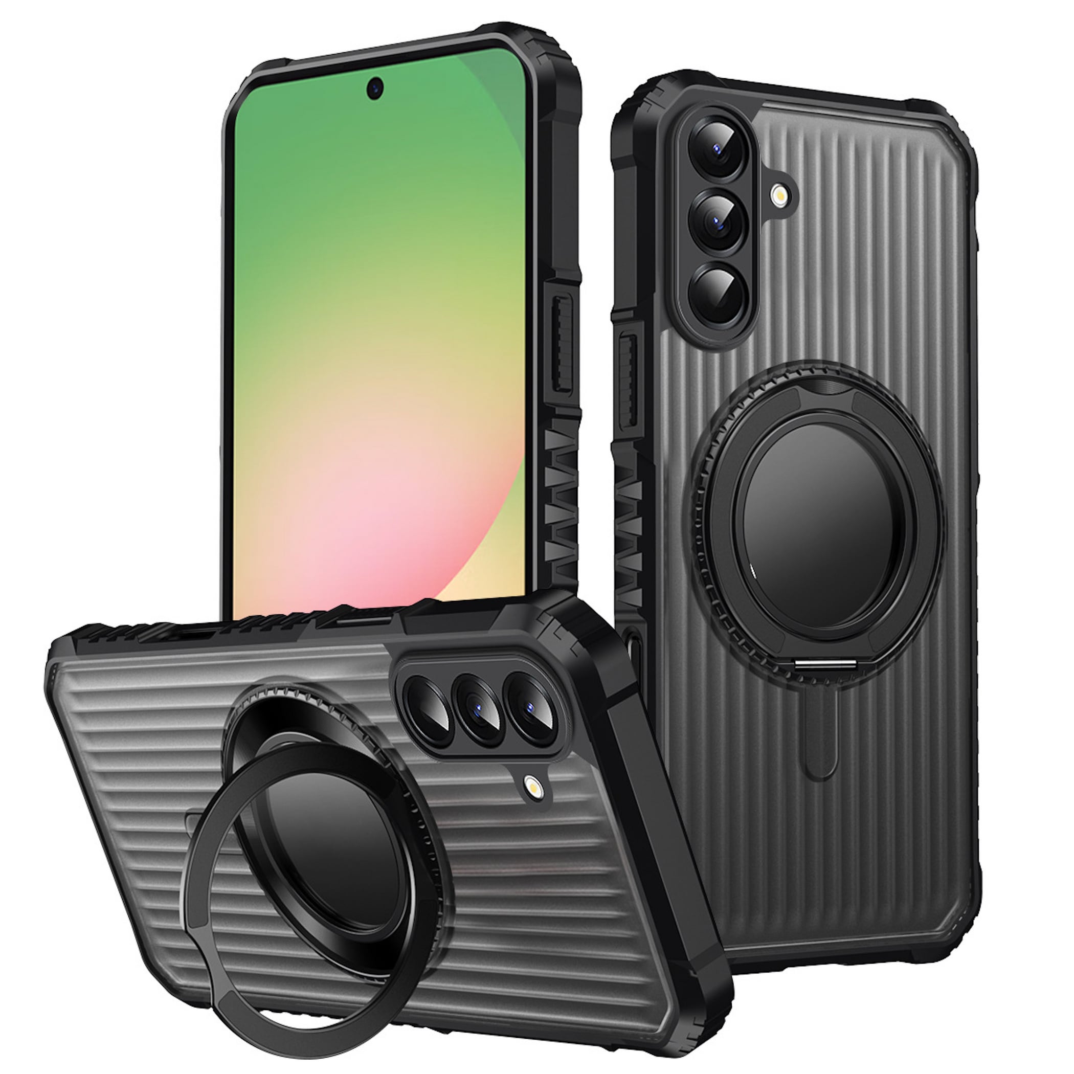 MagSafe 360 Grad Ring Halter f&uuml;r Samsung Galaxy A17 5G Silikon Schwarz 