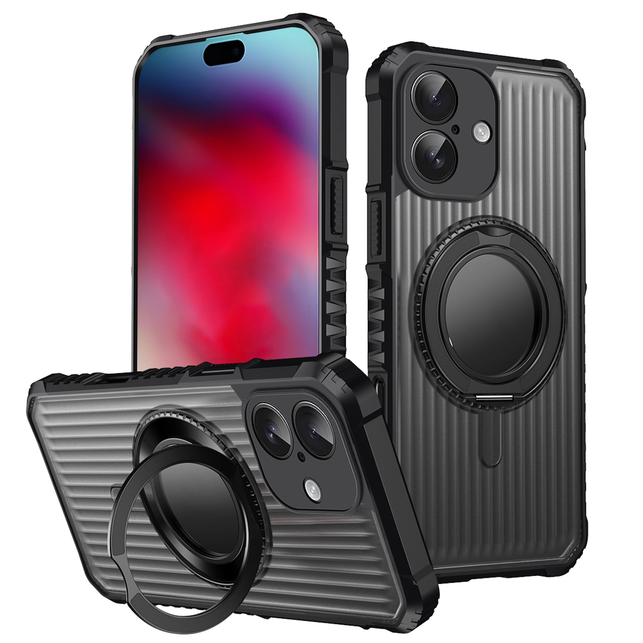 F&uuml;r Apple iPhone 17 MagSafe 360 Grad Ring Halter Schutz H&uuml;lle Schwarz 