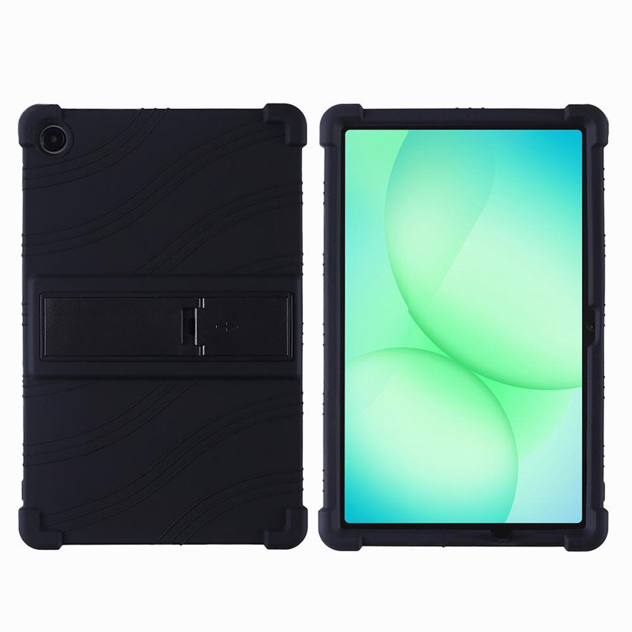F&uuml;r Samsung Galaxy Tab A11 Plus Silikon H&uuml;lle Halter Sto&szlig;fest Schwarz 