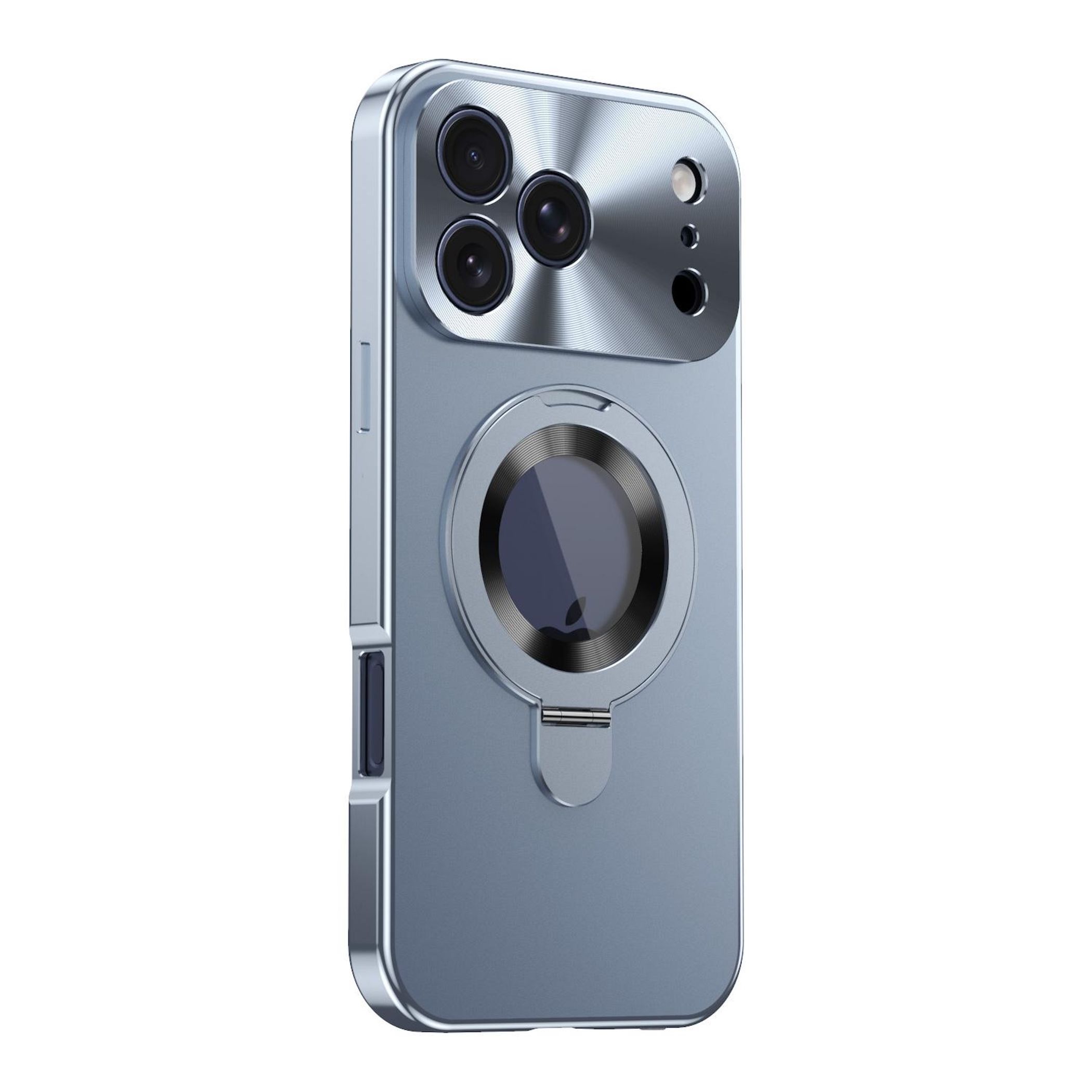 F&uuml;r Apple iPhone 17 Pro Privacy Glas Metall MagSafe Halter H&uuml;lle Blau 