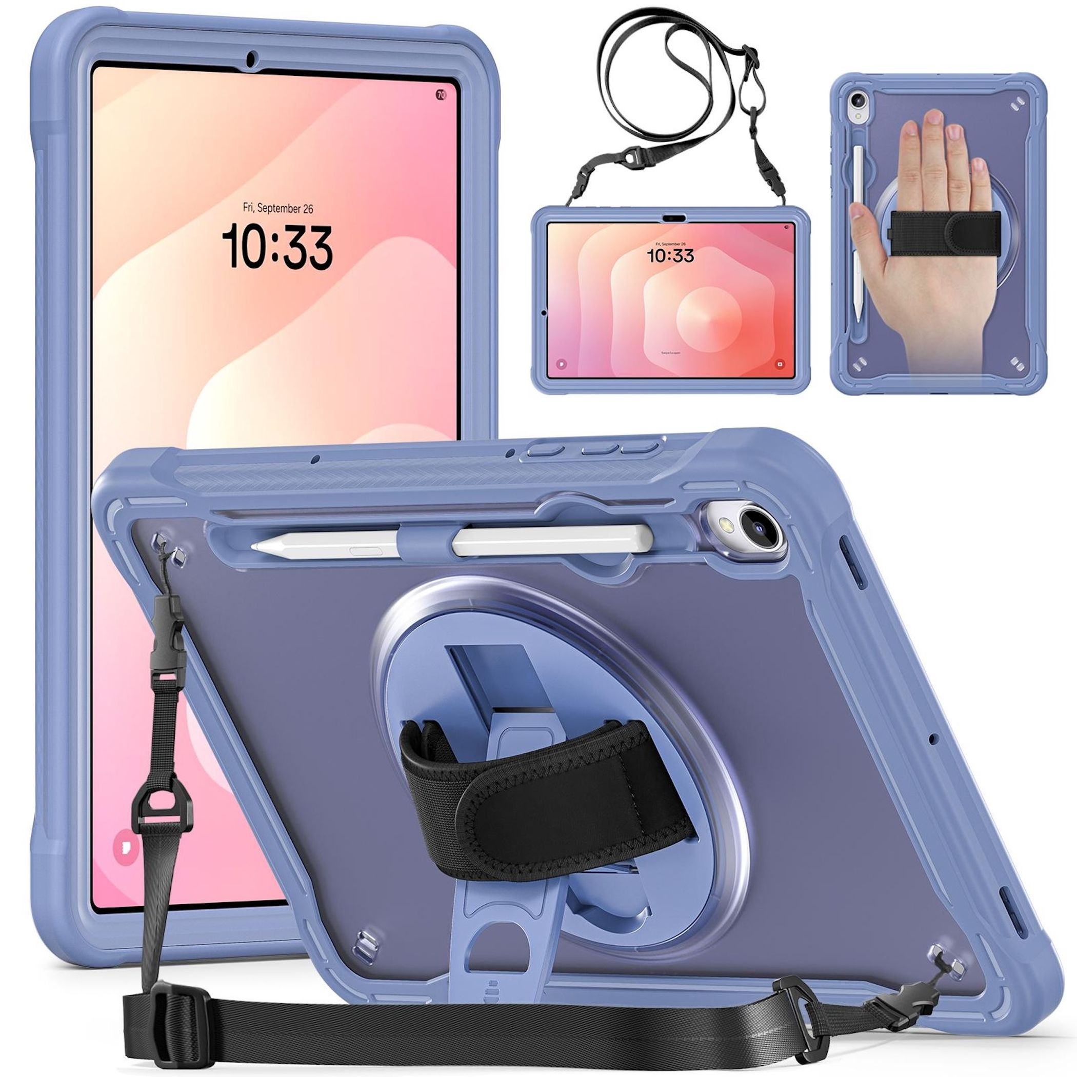 F&uuml;r Samsung Galaxy Tab S11 360 Grad Rotation Heavy Hybrid H&uuml;lle Lila 