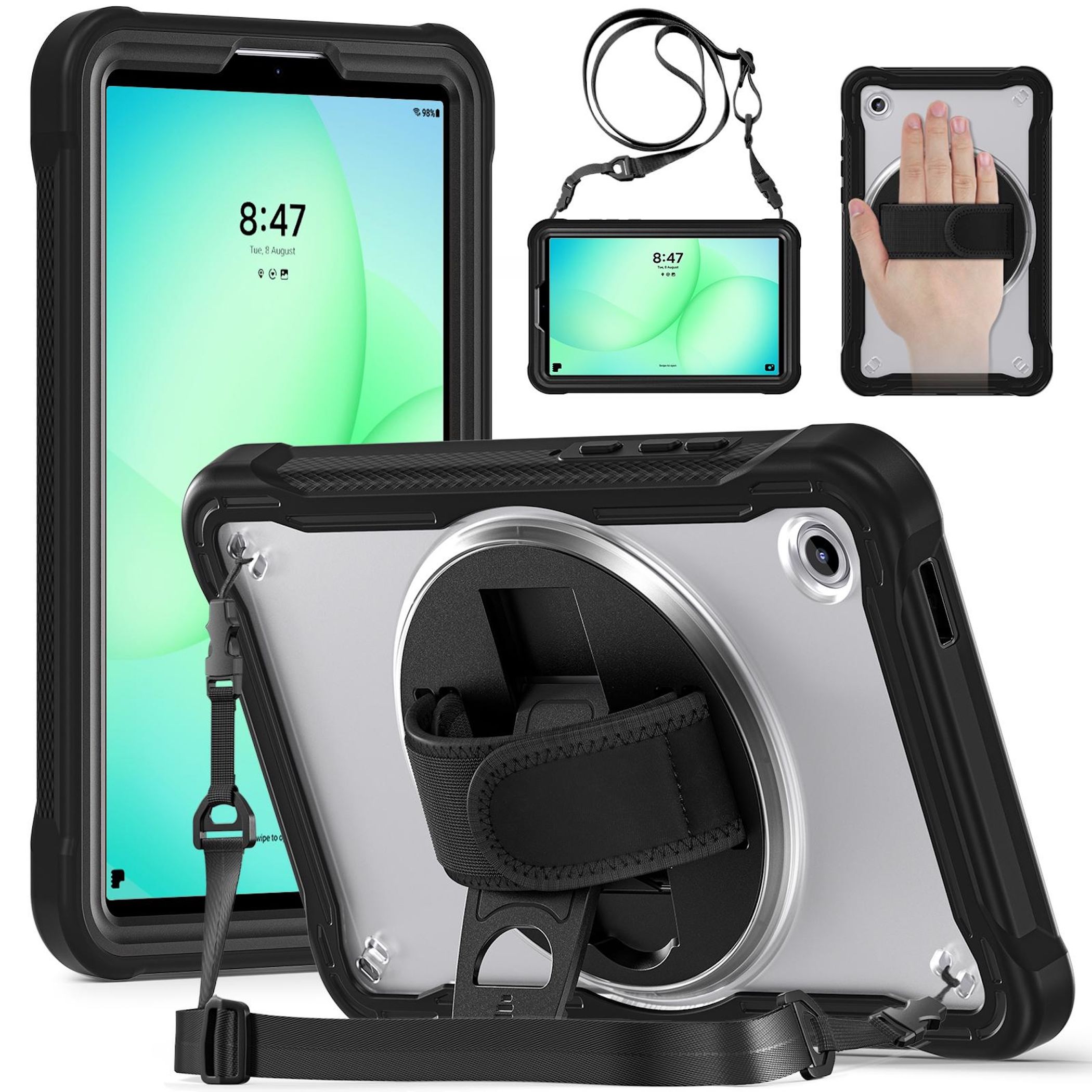 F&uuml;r Samsung Galaxy Tab A11 360 Grad Rotation Hybrid H&uuml;lle Transparent 