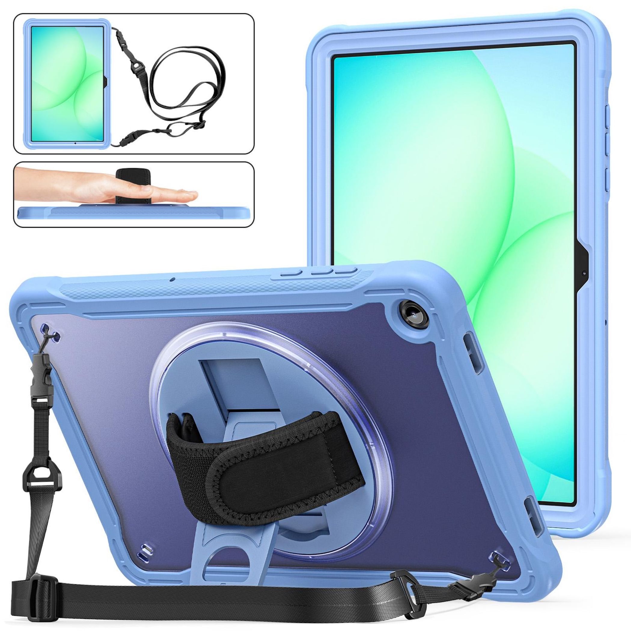 F&uuml;r Samsung Galaxy Tab A11 Plus 360 Grad Rotation Hybrid H&uuml;lle Lila 