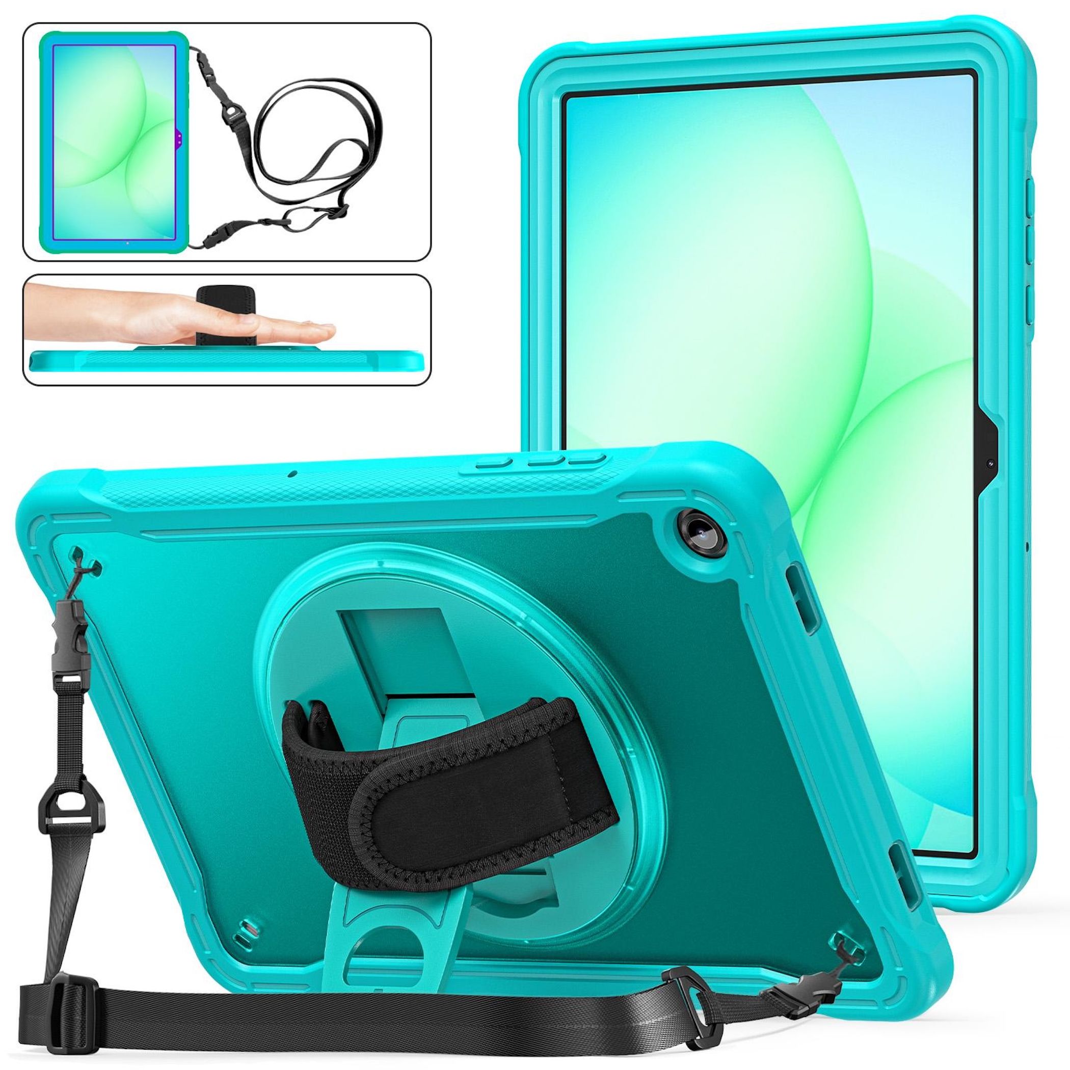 F&uuml;r Samsung Galaxy Tab A11 Plus 360 Grad Rotation Hybrid H&uuml;lle T&uuml;rkis 