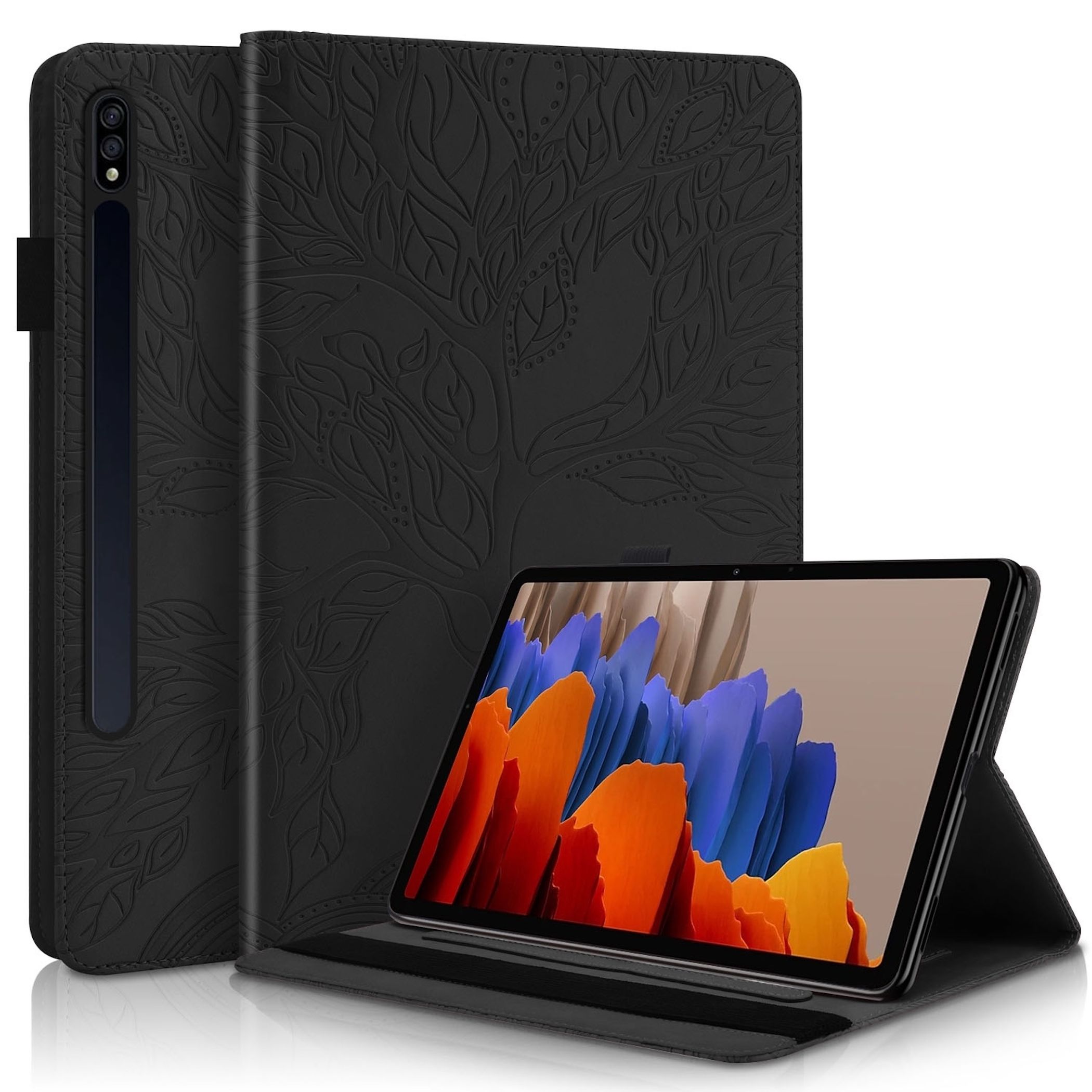 F&uuml;r Samsung Galaxy Tab S10 Lite / S10 FE Kunstleder Tasche Schwarz 