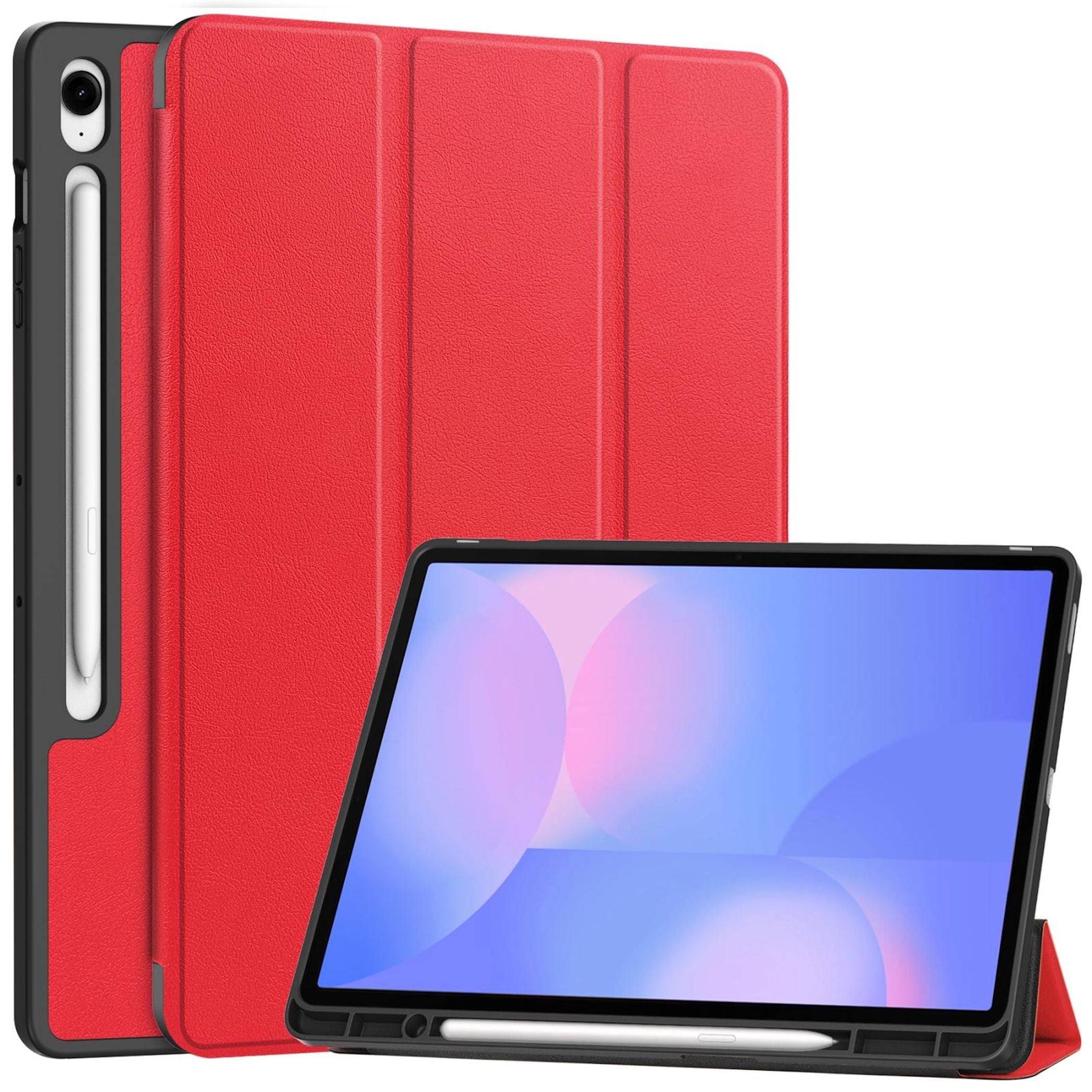 F&uuml;r Samsung Galaxy Tab S10 FE Plus 3folt Wake UP Tasche H&uuml;lle Rot 