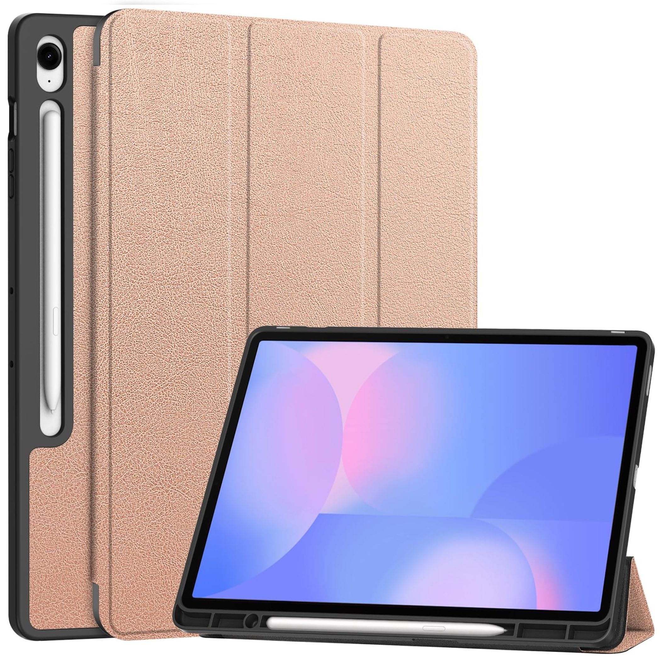 F&uuml;r Samsung Galaxy Tab S10 FE Plus 3folt Wake Tasche H&uuml;lle Rose Gold 