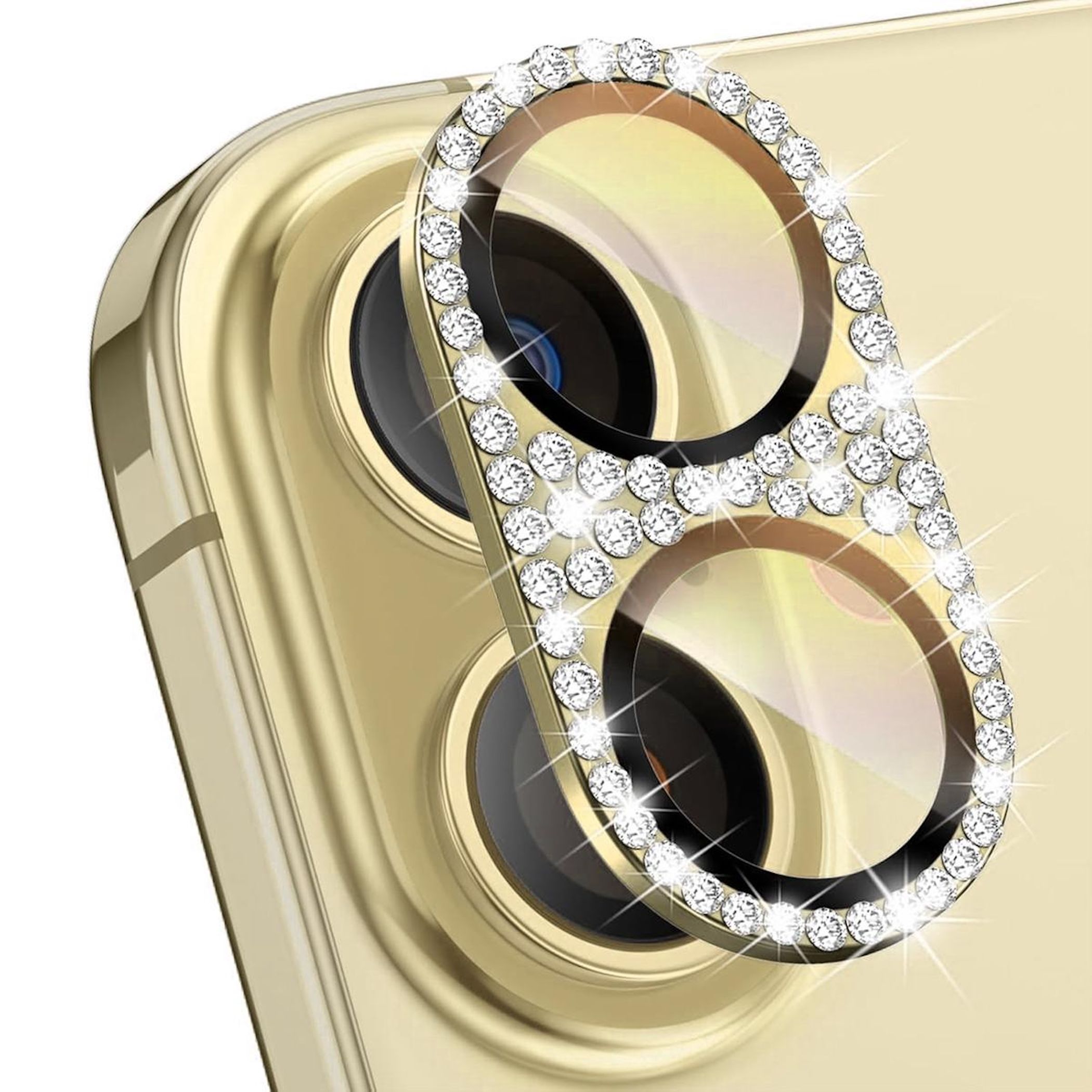 F&uuml;r Apple iPhone 17 Kamera Diamant Design Schutzglas Metall Gold 