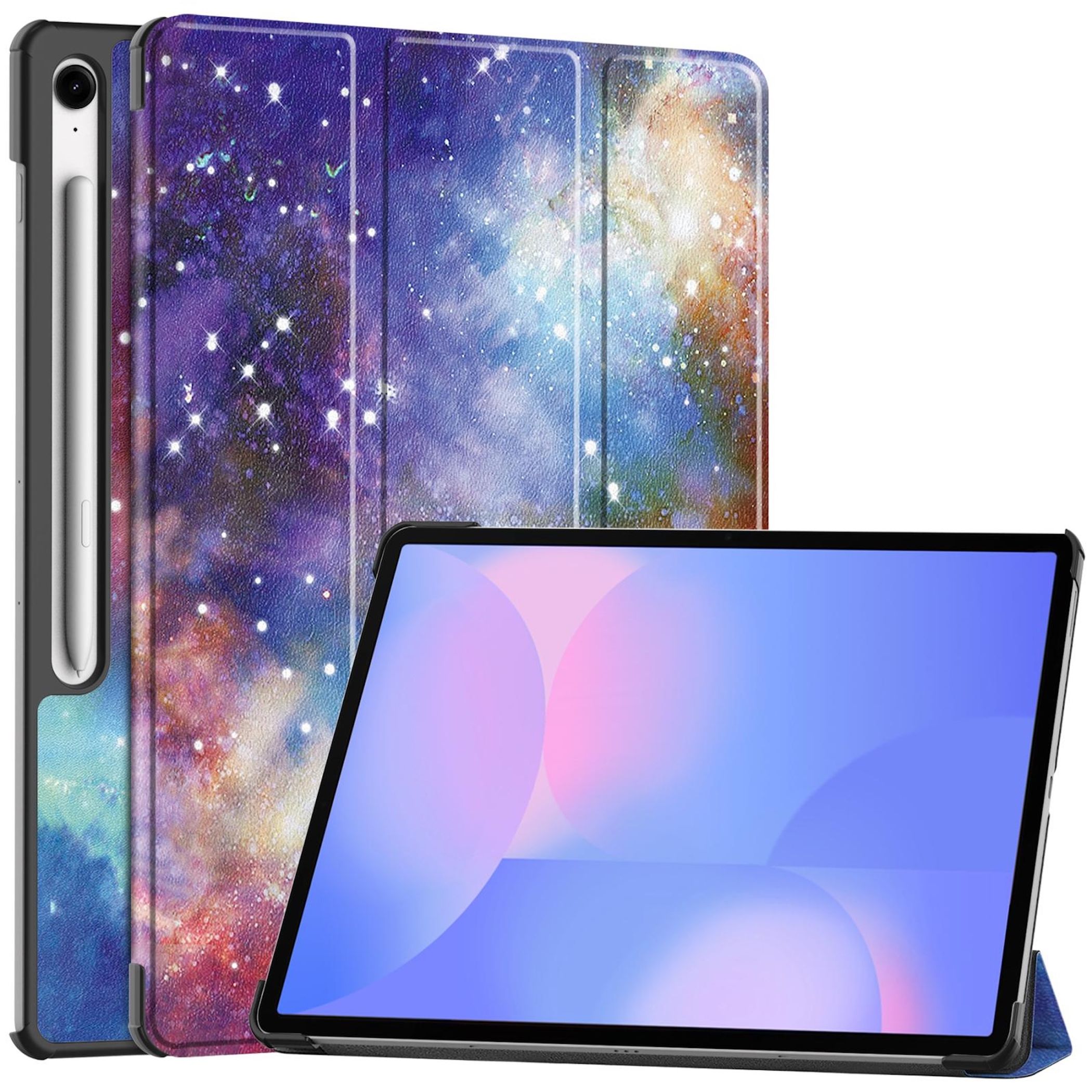 F&uuml;r Samsung Galaxy Tab S10 FE Plus 3folt Wake UP H&uuml;lle Milchstra&szlig;e 