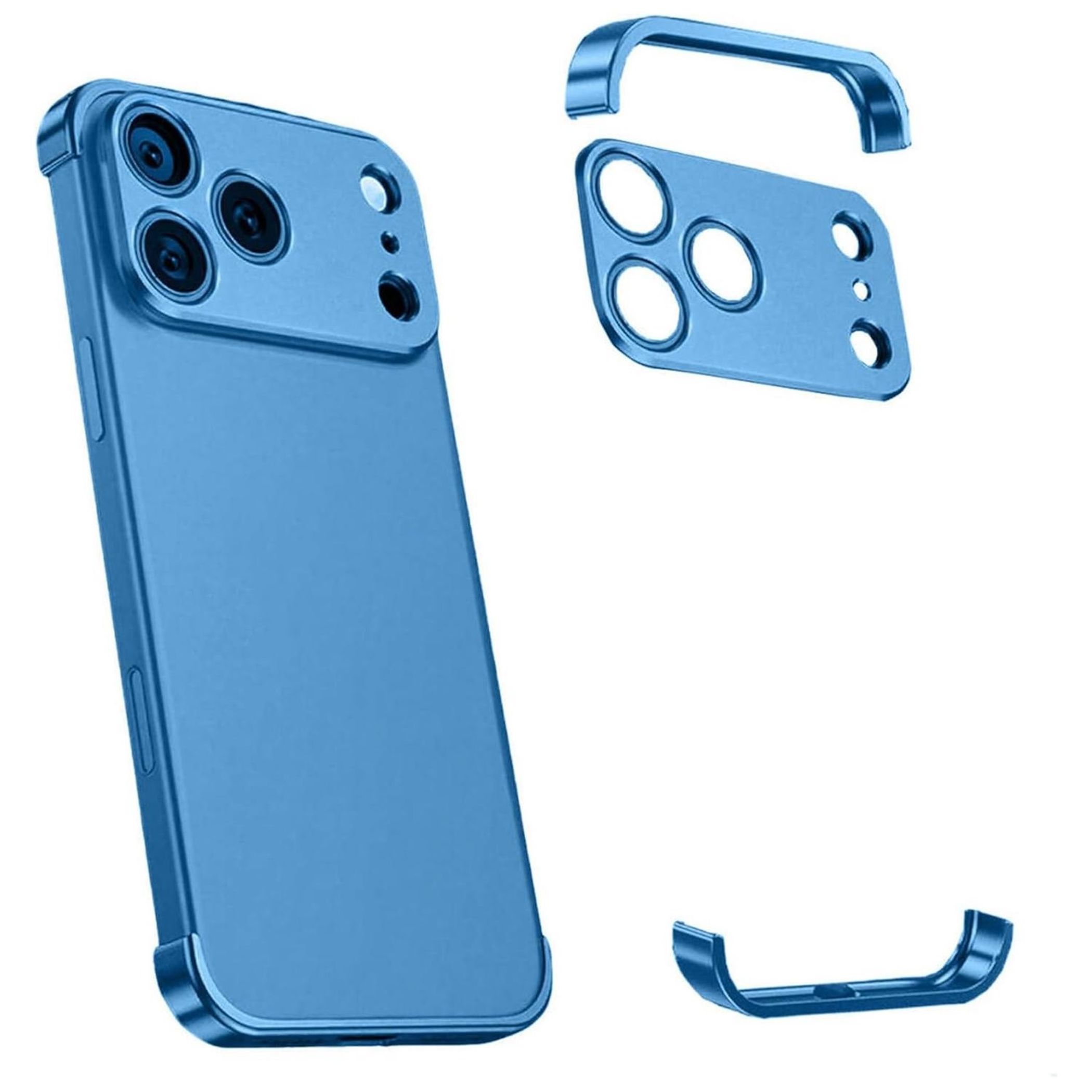 F&uuml;r Apple iPhone 17 Pro Max Titan Rahmen H&uuml;lle mit Kameraschutz Blau 