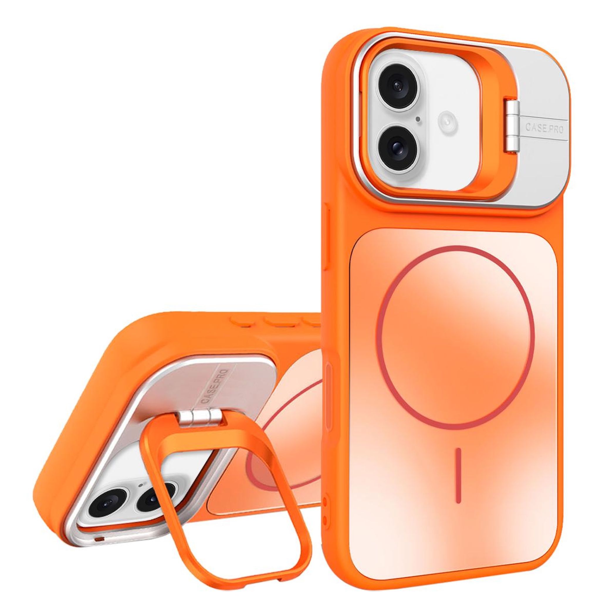 F&uuml;r Apple iPhone 17 AG Frosted TPU MagSafe H&uuml;lle mit Stand Orange 