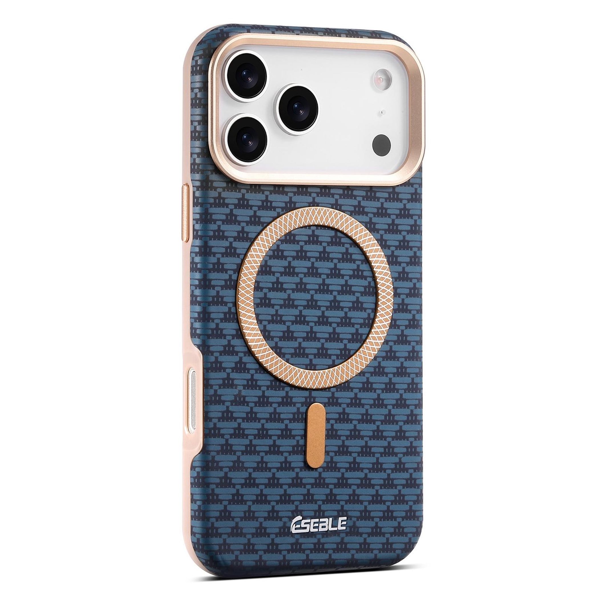 F&uuml;r Apple iPhone 17 Pro Max ESEBLE Kunstleder TPU Magnet H&uuml;lle Blau 