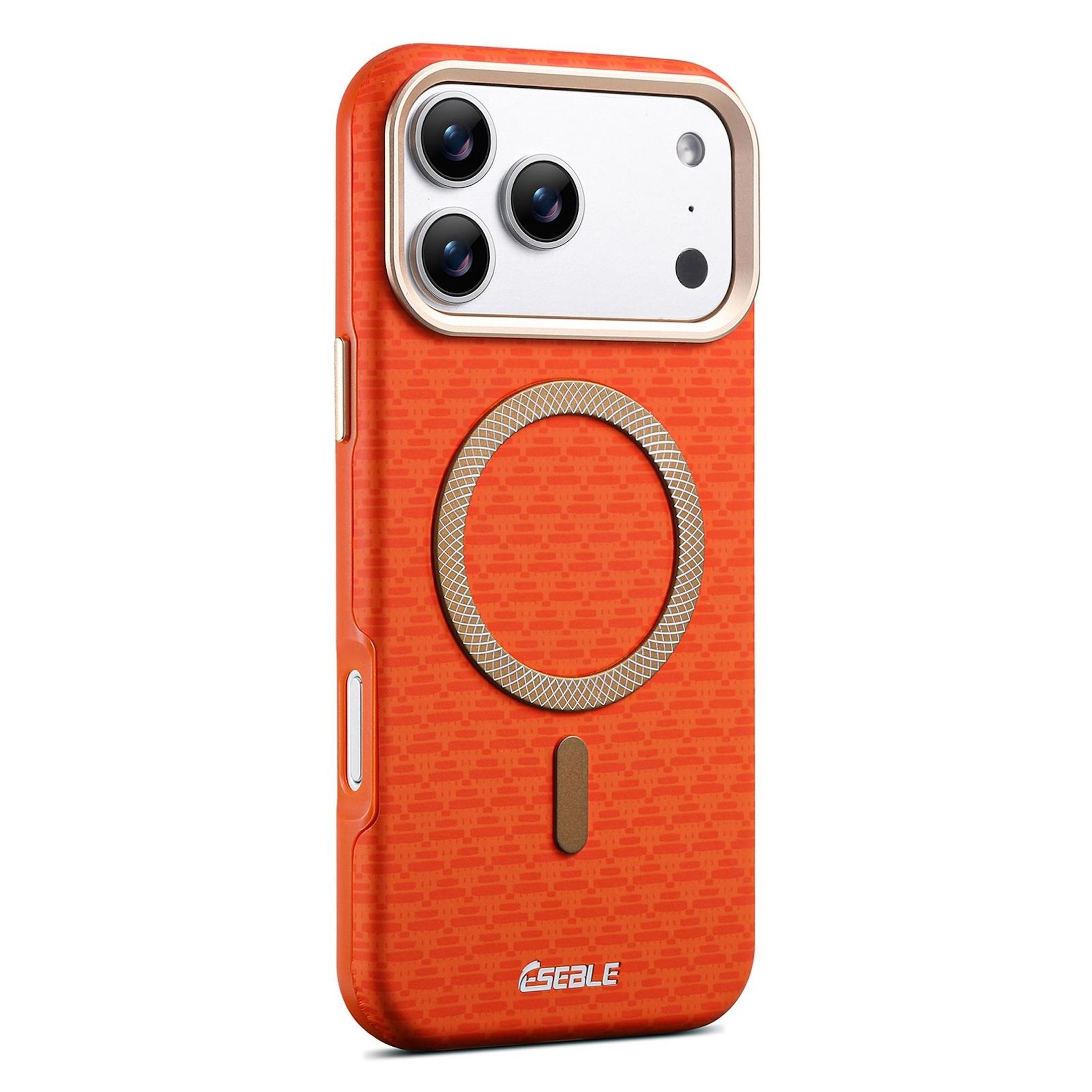 F&uuml;r Apple iPhone 17 Pro Max ESEBLE Kunstleder TPU Magnet H&uuml;lle Orange 