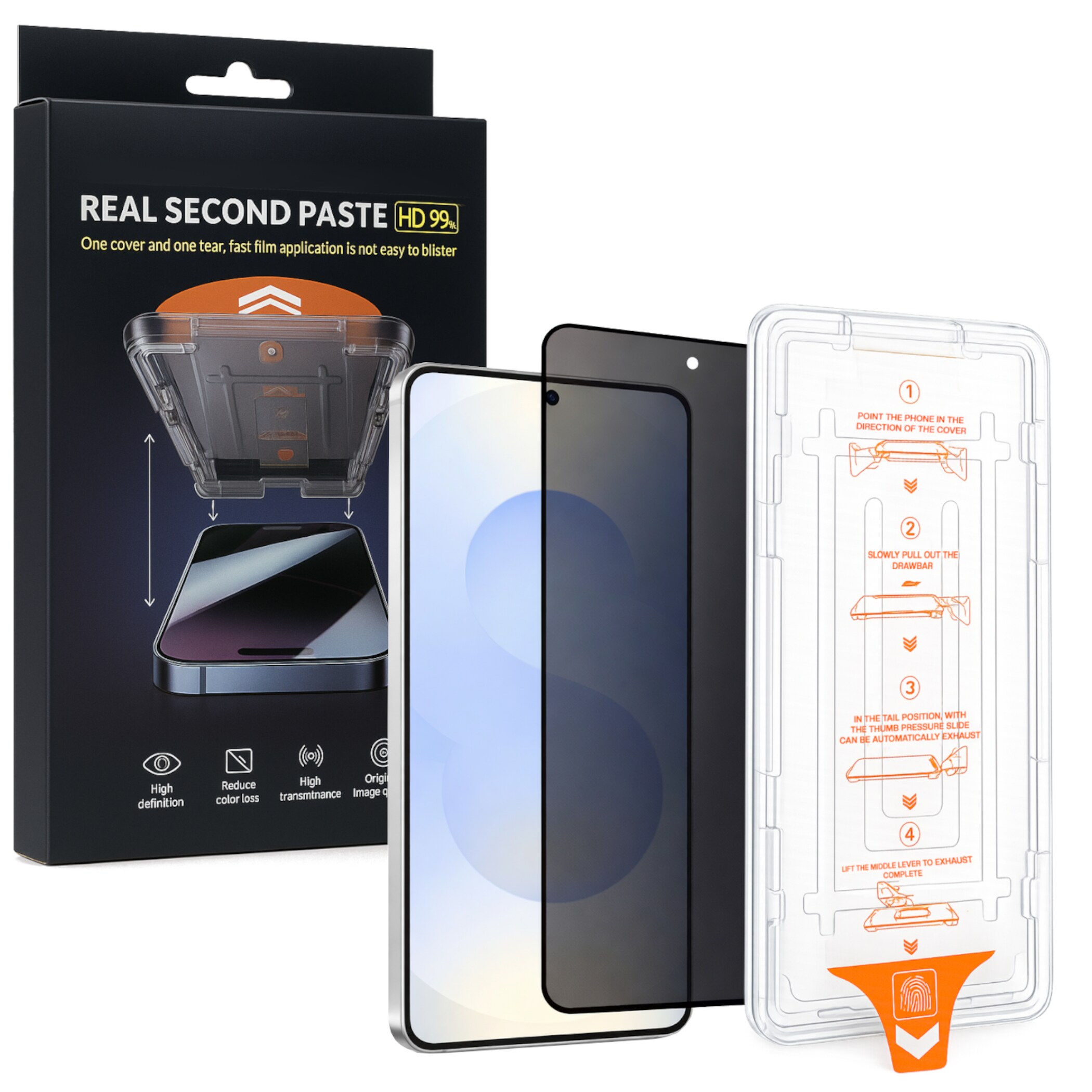 F&uuml;r Samsung Galaxy S26 5G SnapFit Privacy Glas mit Installationshilfe 