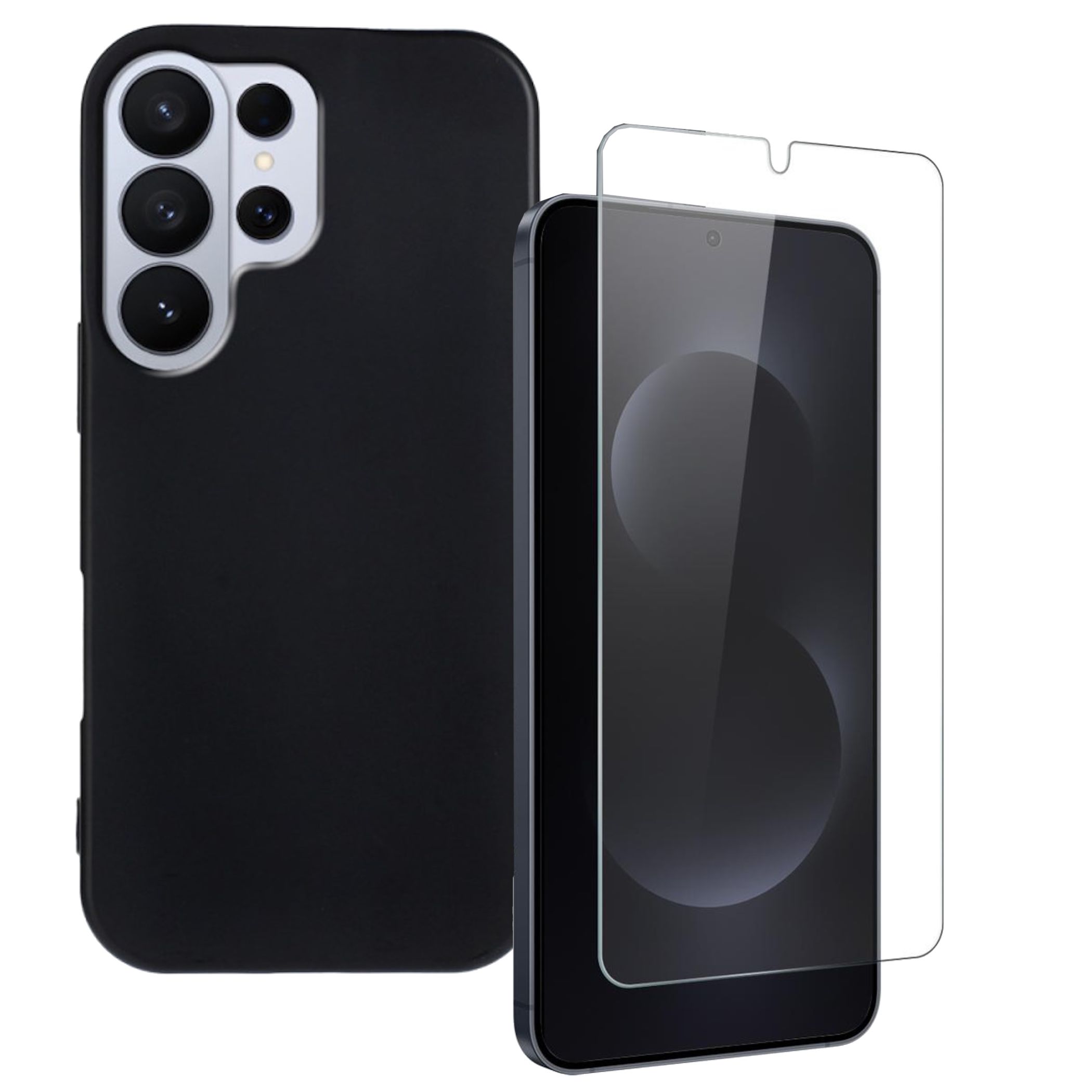 F&uuml;r Samsung Galaxy S26 Ultra TPU Schutz H&uuml;lle + 9H Schutzglas Schwarz 