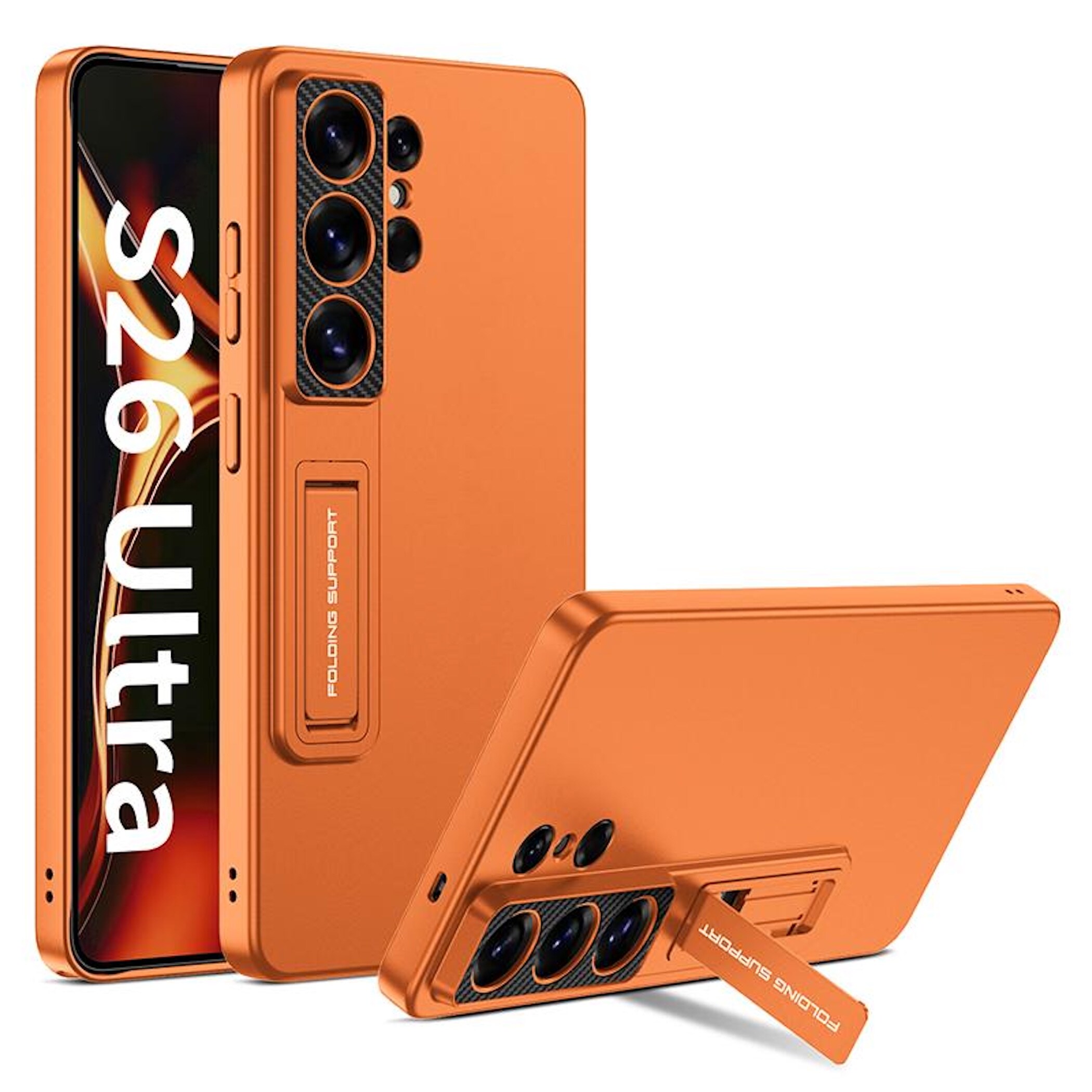F&uuml;r Samsung Galaxy S26 Ultra 5G St&auml;nder Schutz Handy H&uuml;lle Orange 