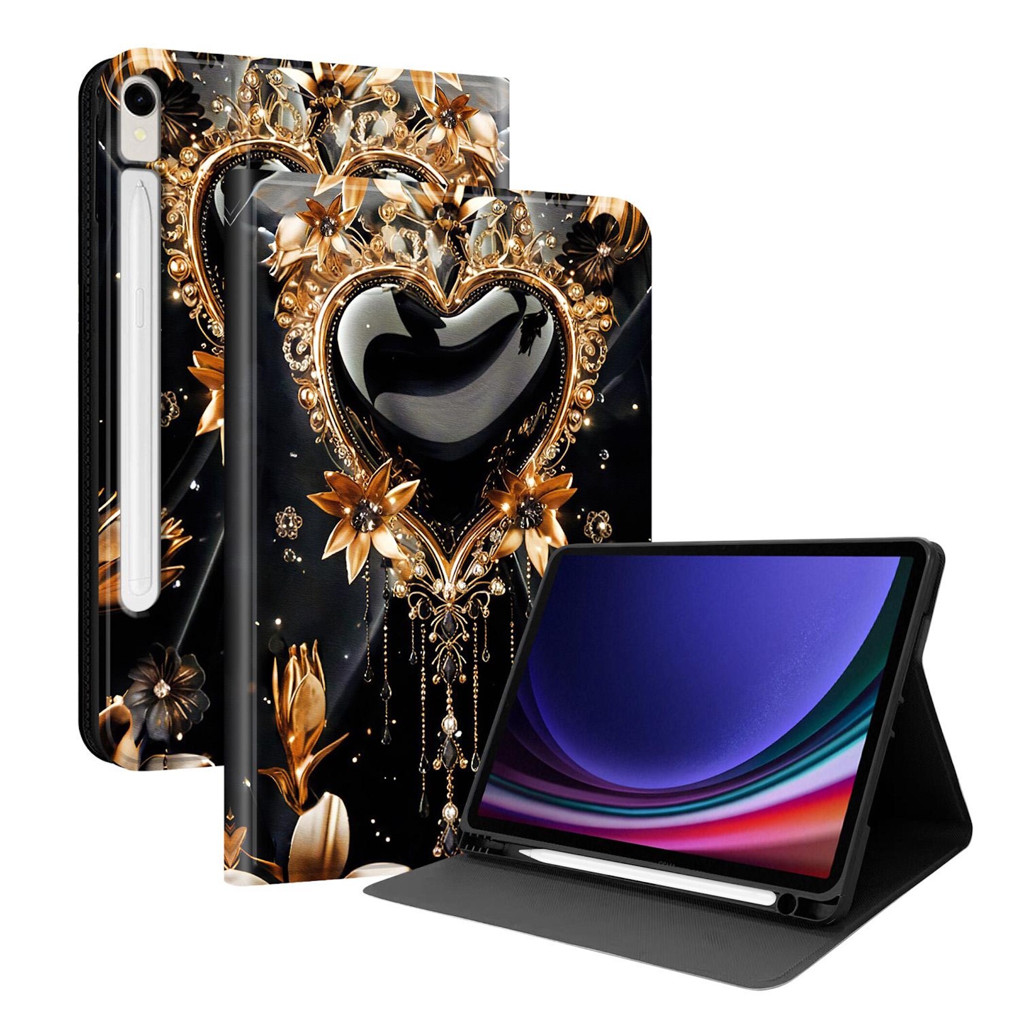 F&uuml;r Samsung Galaxy Tab S10 Lite / S10 FE / S9 Kunstleder Motiv Tasche 