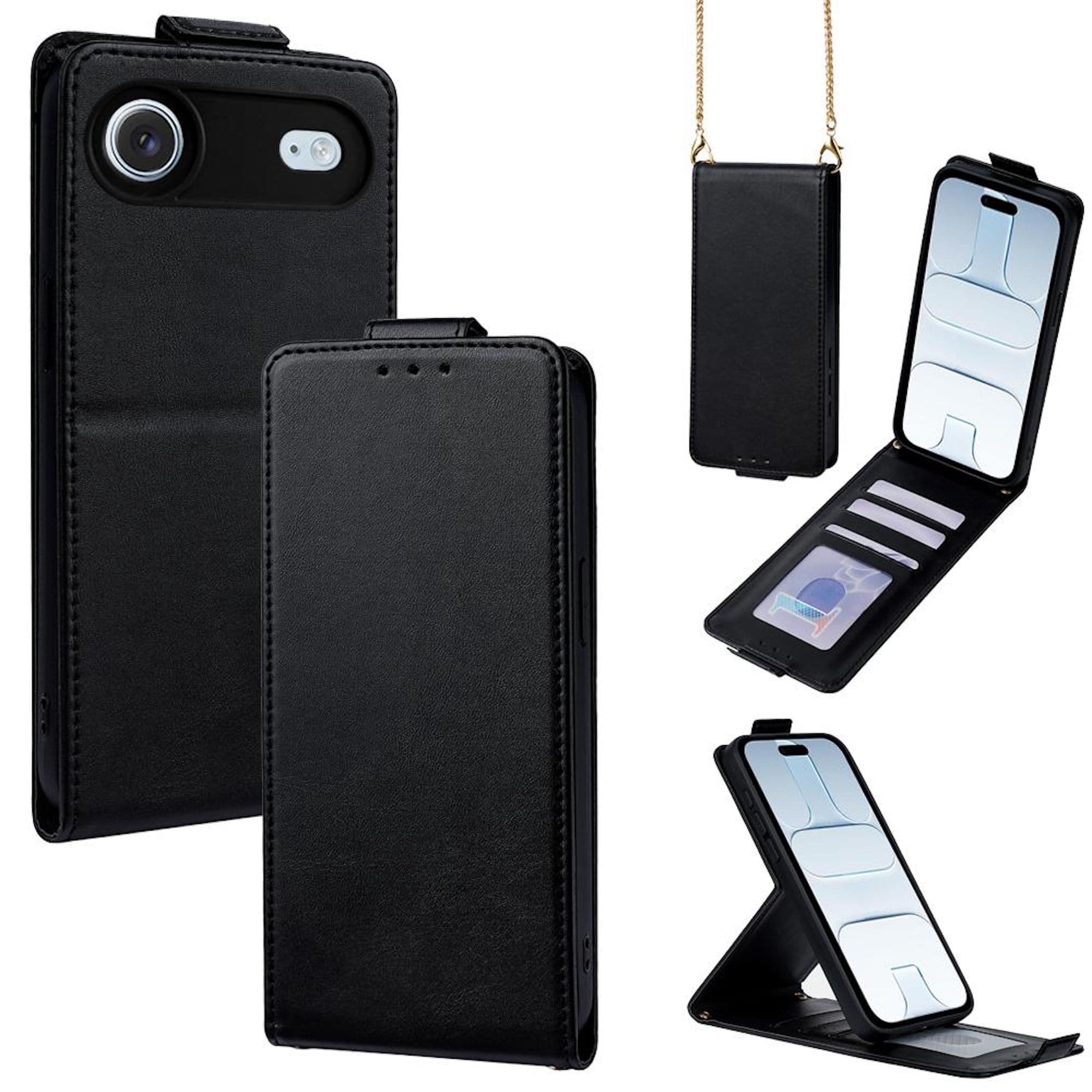 Flipcase f&uuml;r Apple iPhone 17 Air Crossbody Kette mit Kartenfach 