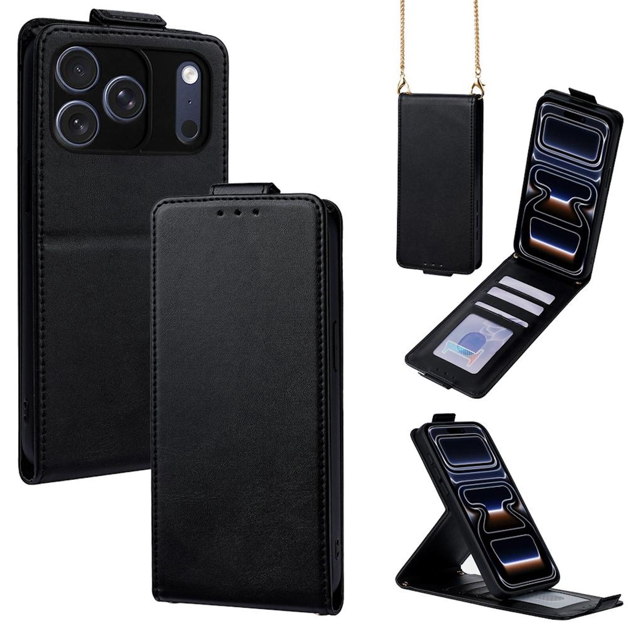 Flipcase f&uuml;r Apple iPhone 17 Pro Crossbody Kette mit Kartenfach 