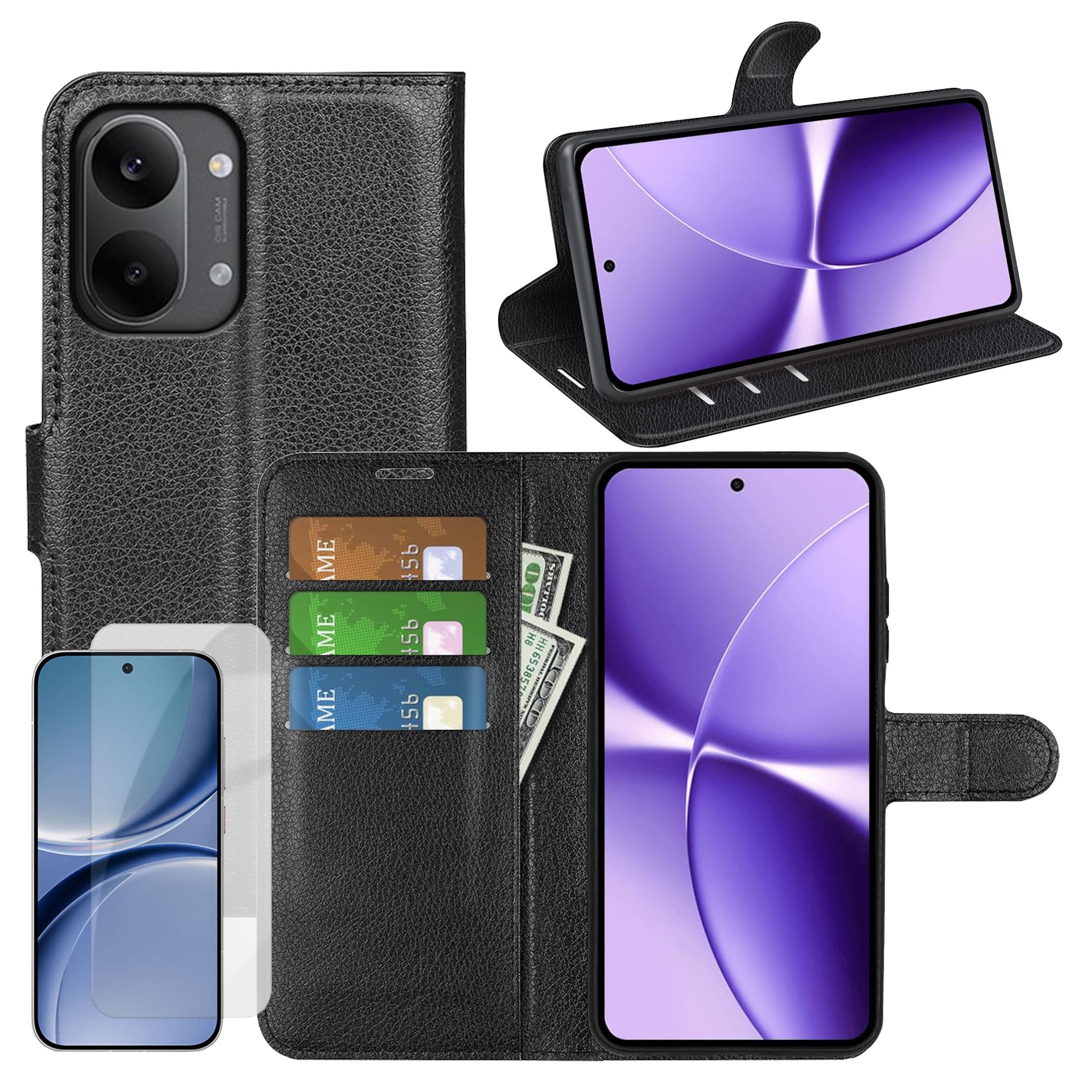 Handy H&uuml;lle Schutzglas Set f&uuml;r Xiaomi Poco X8 Pro Max 5G Klapph&uuml;lle 9H Hartglas 