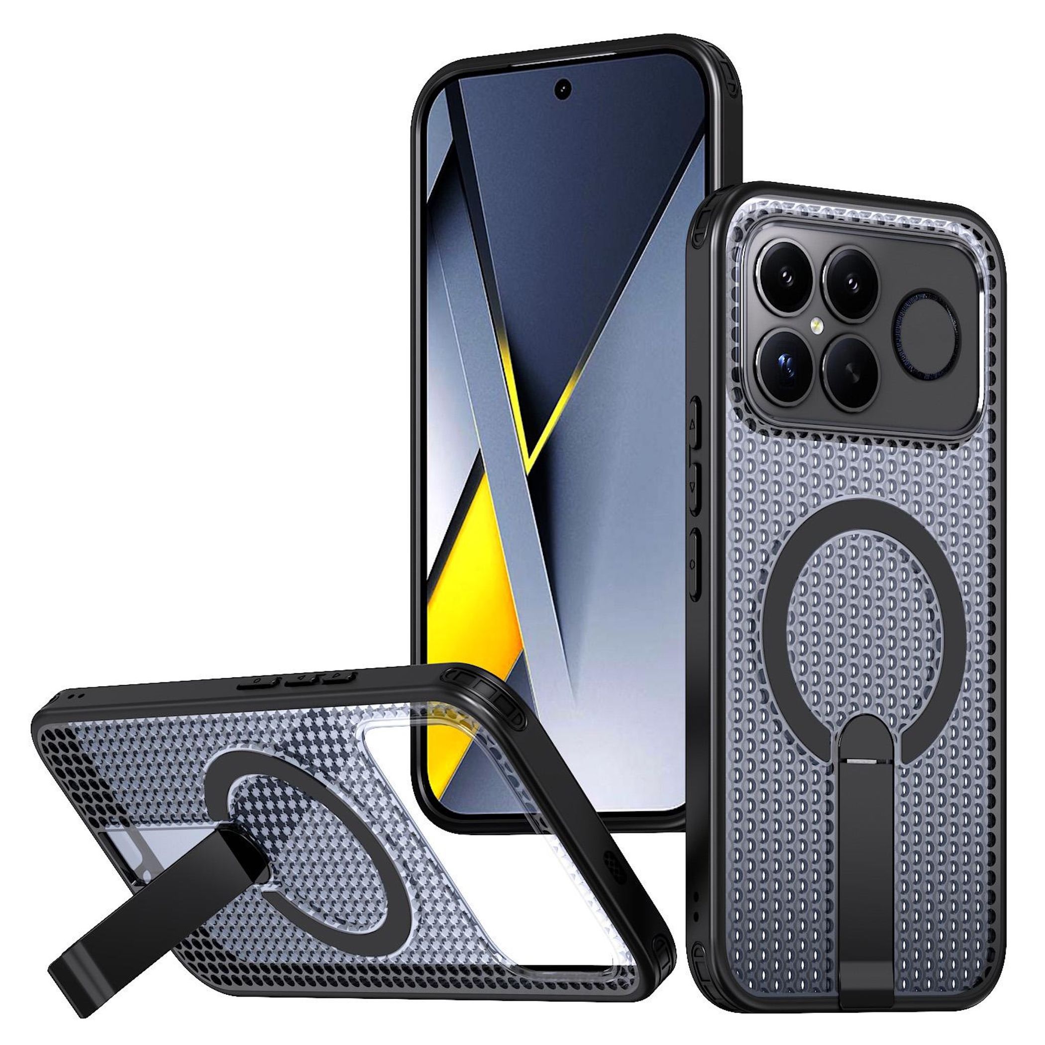 MagSafe f&uuml;r Xiaomi Poco F8 Ultra Honeycomb K&uuml;hlend Cover Schwarz 