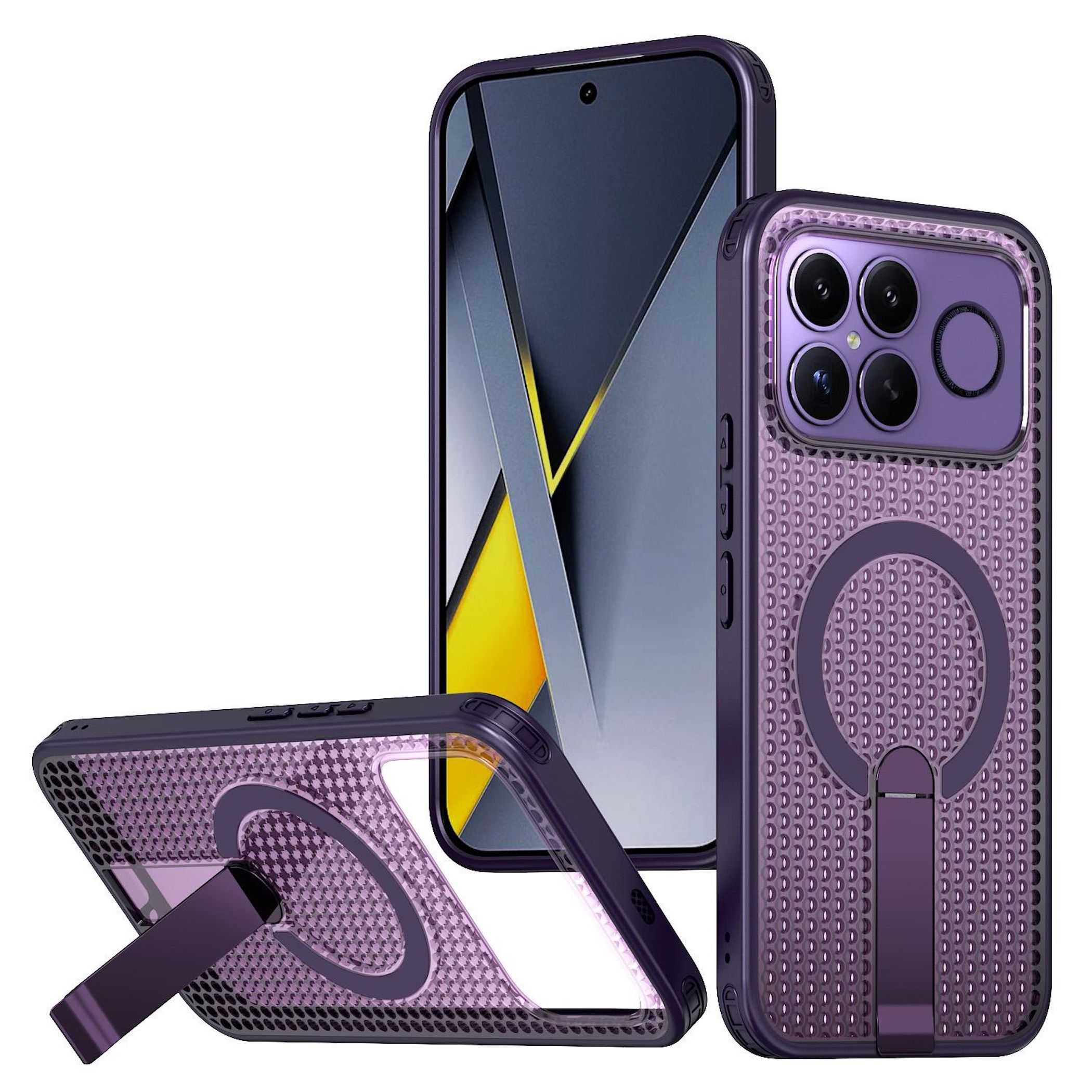 MagSafe f&uuml;r Xiaomi Poco F8 Ultra Honeycomb K&uuml;hlend Cover Lila 