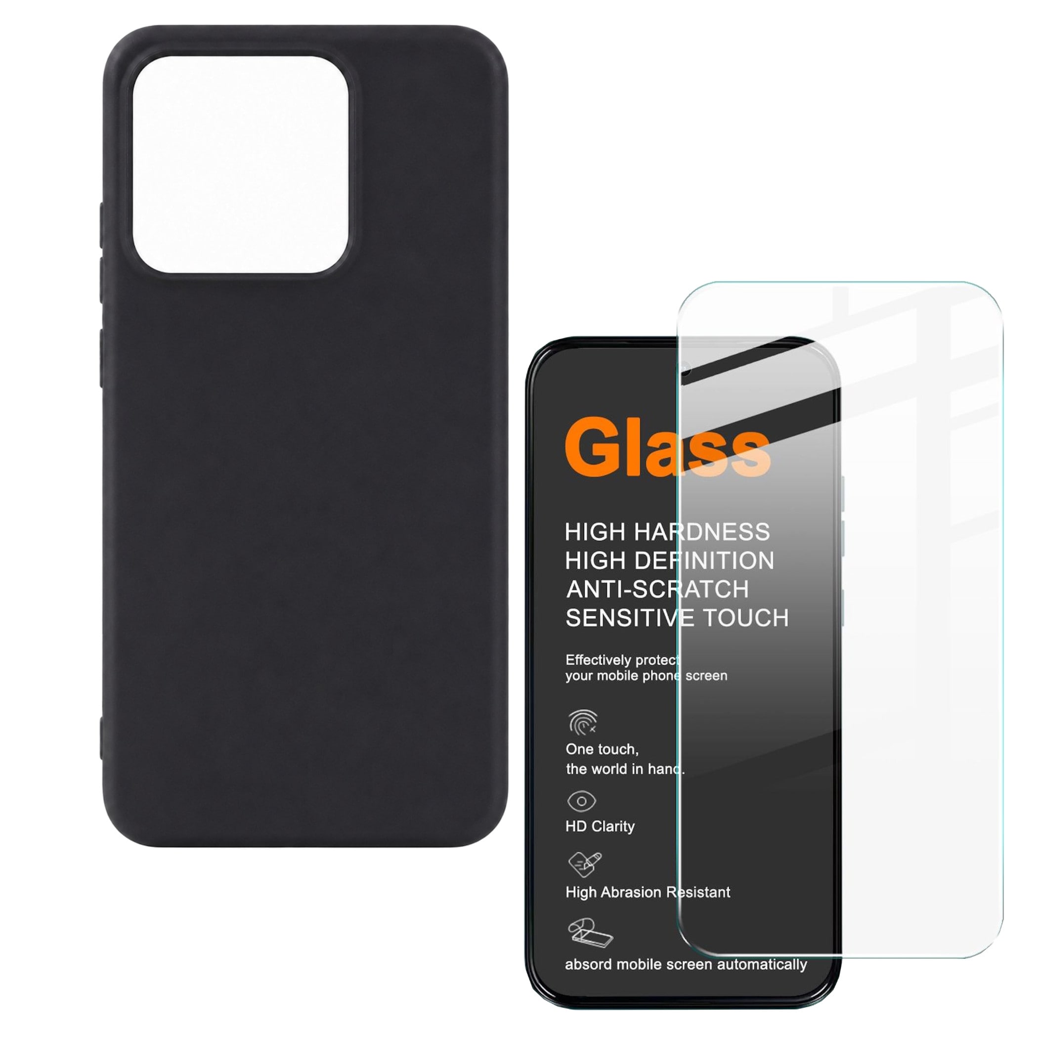 + Schutzglas f&uuml;r Motorola Moto G47 5G Set TPU 9H Glas 2 in 1 Bundle 
