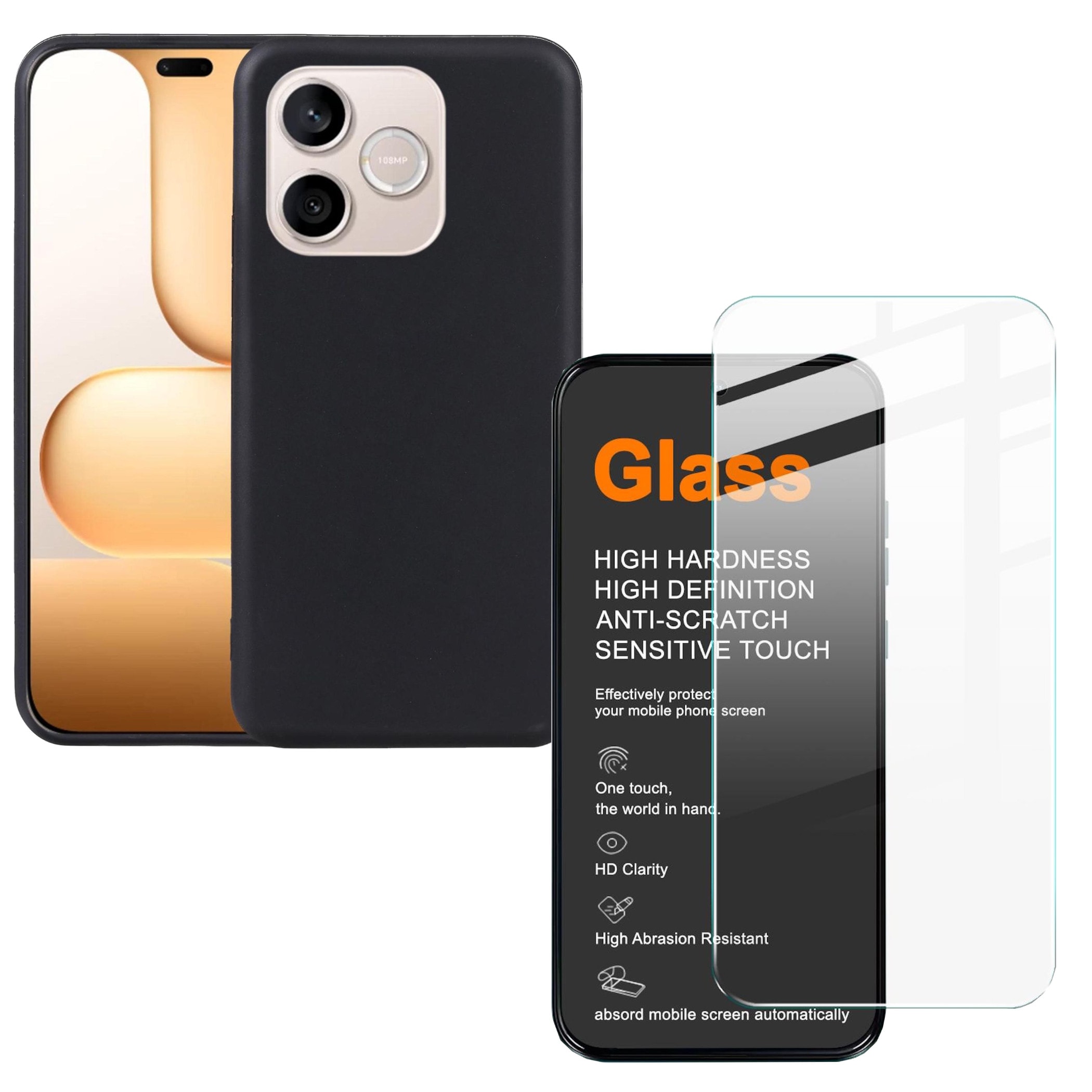 Handyh&uuml;lle + 9H Schutzglas f&uuml;r Honor 600 Lite TPU D&uuml;nn Set 2 in 1 Bundle 