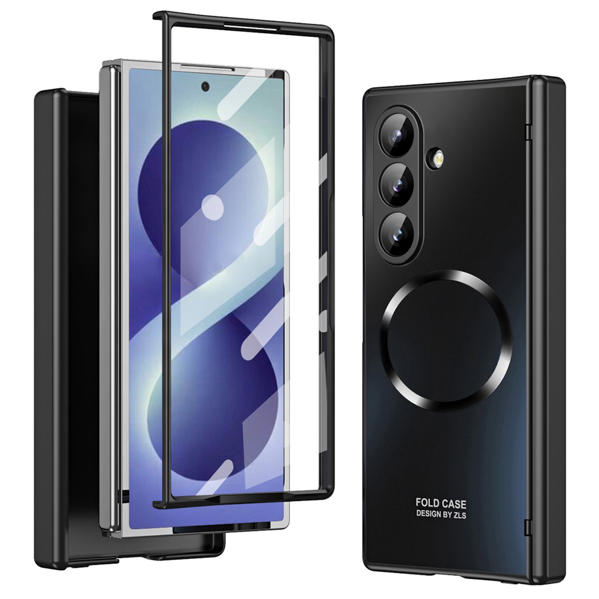 Handyh&uuml;lle Klapph&uuml;lle + H9 Display Glas Samsung Galaxy Z Fold8 Ultra 5G Schwarz 