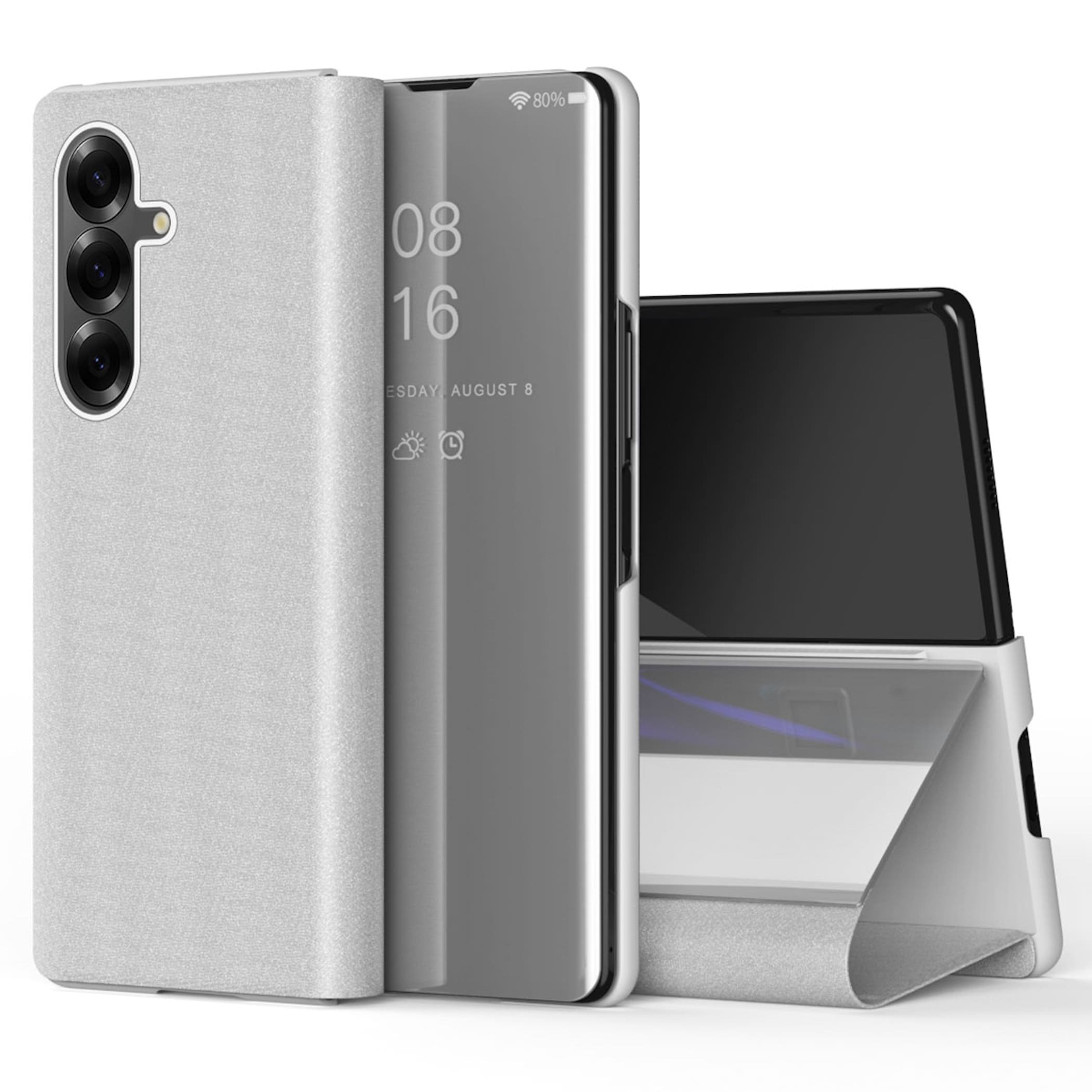 Handyh&uuml;lle Klapph&uuml;lle Spiegel-Design f&uuml;r Samsung Galaxy Z Fold8 Ultra 5G Silber 