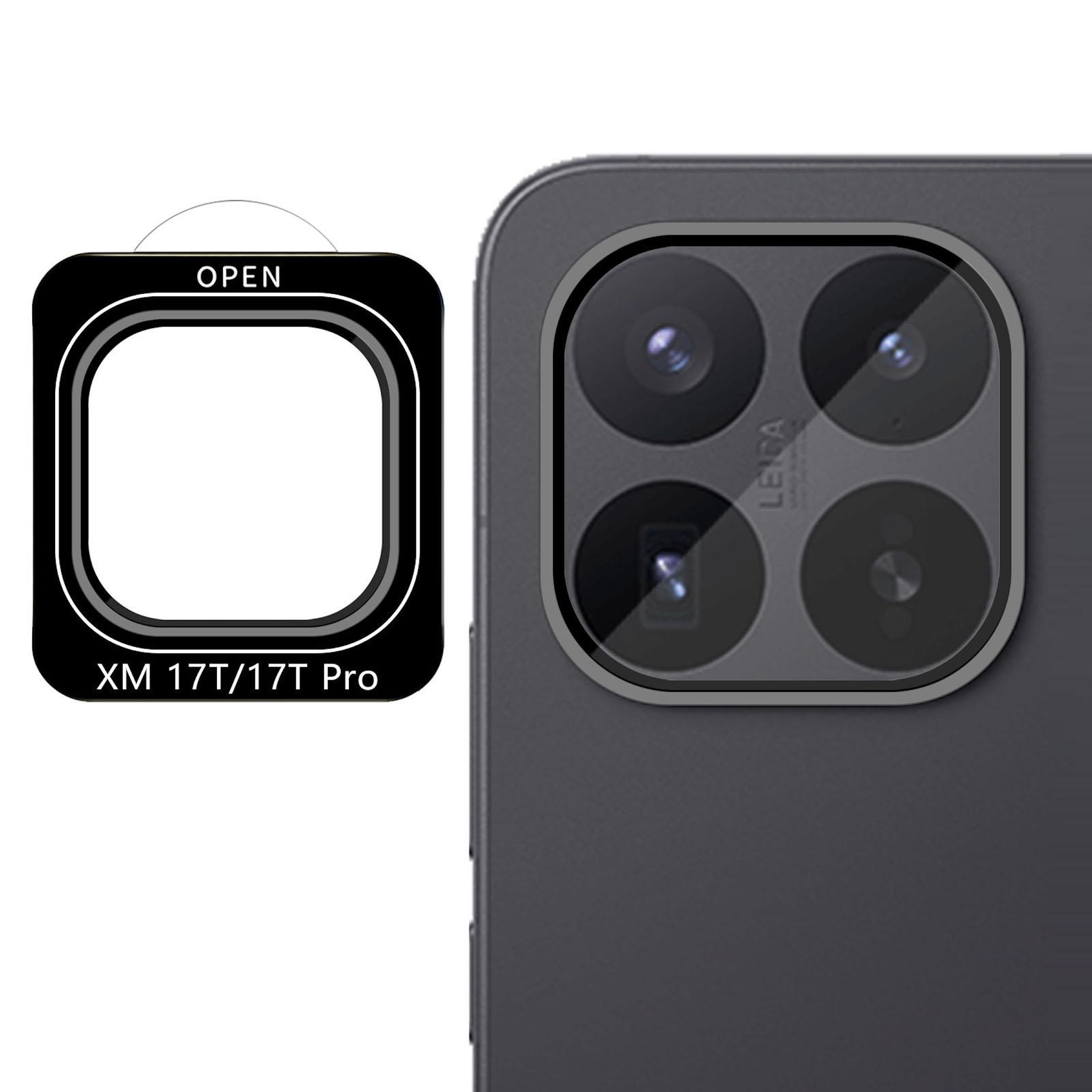 Kamera Schutzglas Linsenschutz f&uuml;r Xiaomi 17T / 17T Pro 9H Glas Komplett Schwarz 
