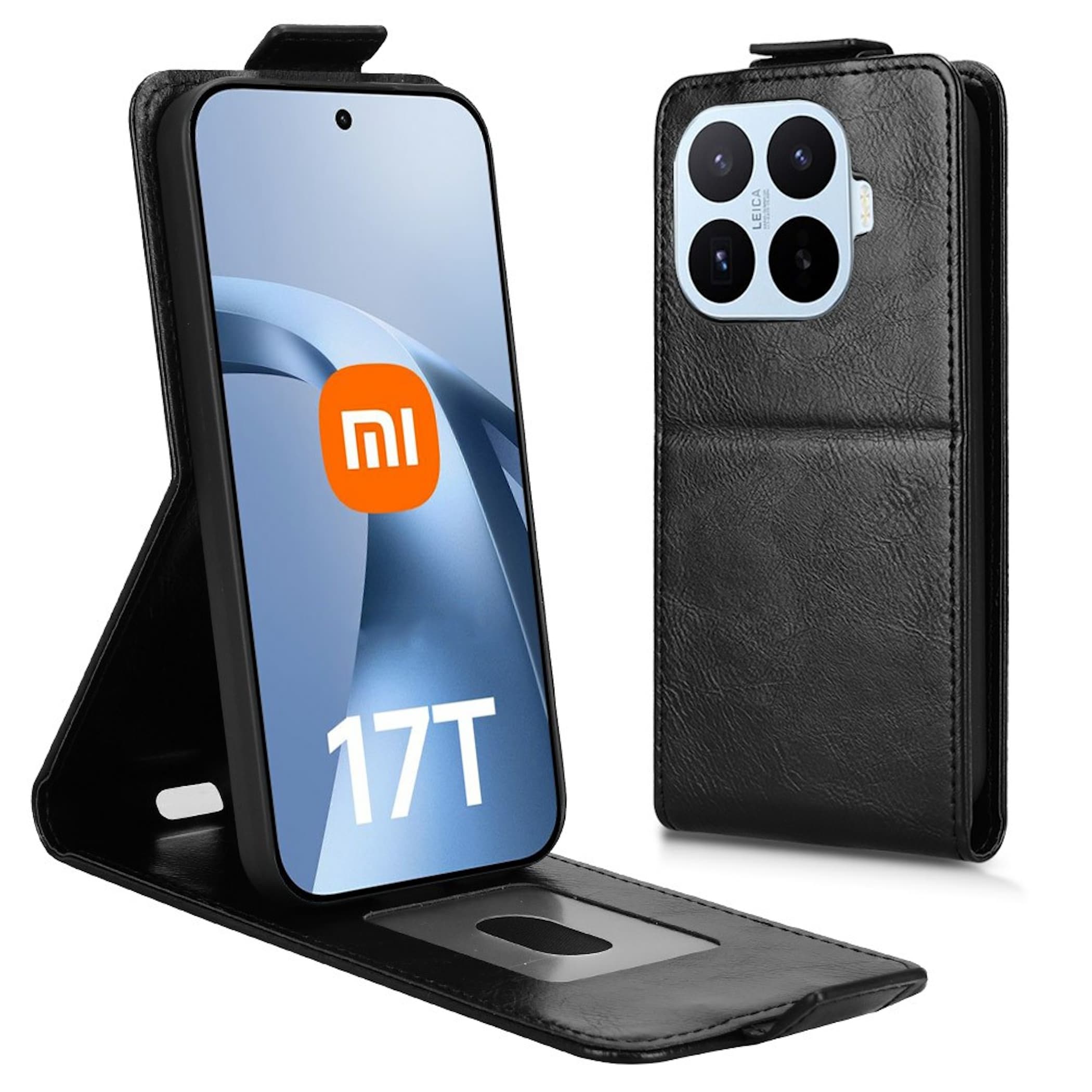 Handy H&uuml;lle Klapph&uuml;lle Kunstleder f&uuml;r Xiaomi 17T Pro Flipcase Tasche mit Kartenfach 
