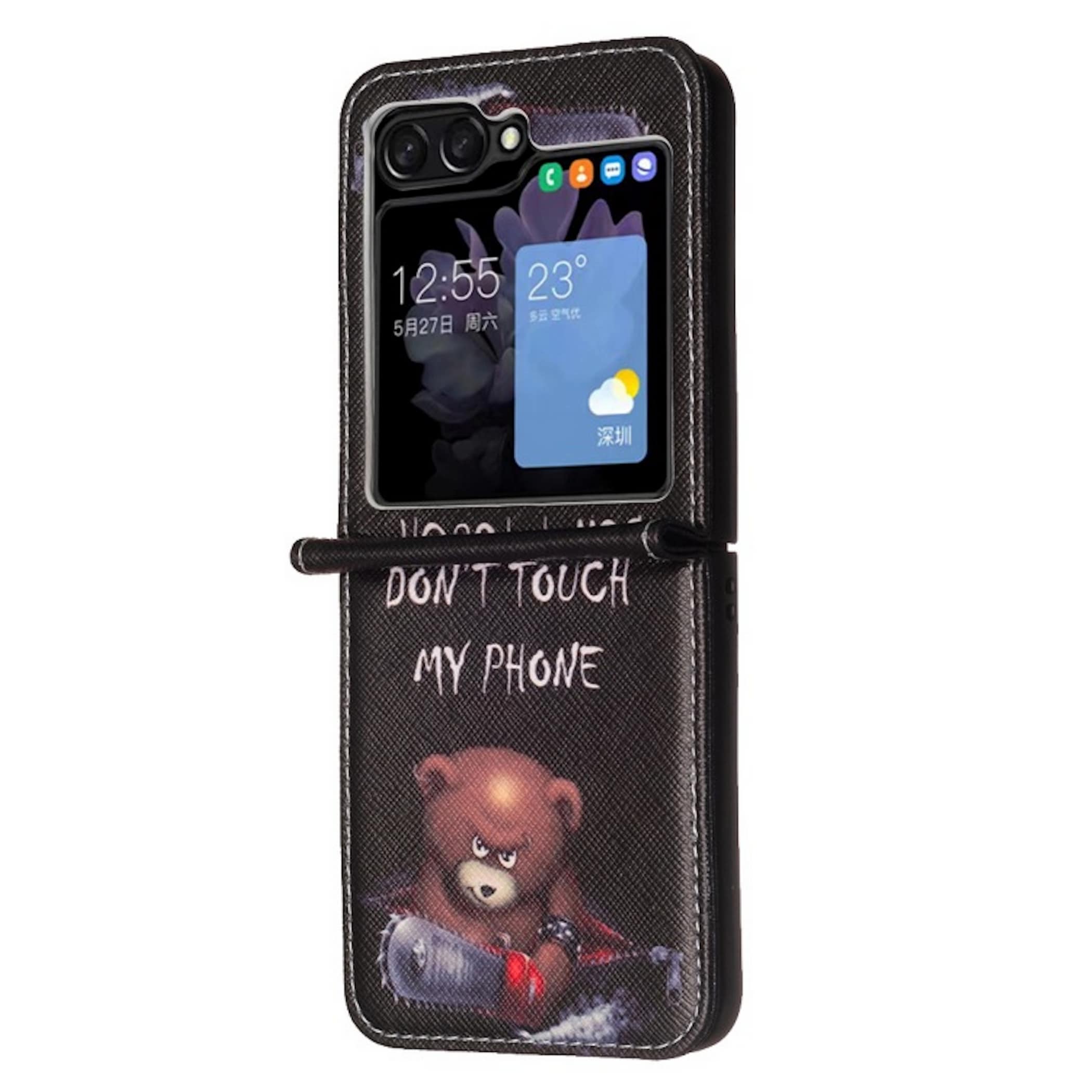 Handy H&uuml;lle Kunstleder f&uuml;r Samsung Galaxy Z Flip8 5G B&auml;r Motiv 