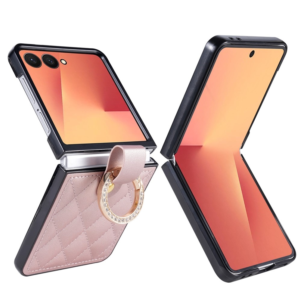 Handy H&uuml;lle Ringhalter f&uuml;r Samsung Galaxy Z Flip8 Kunstleder Strassverzierung 