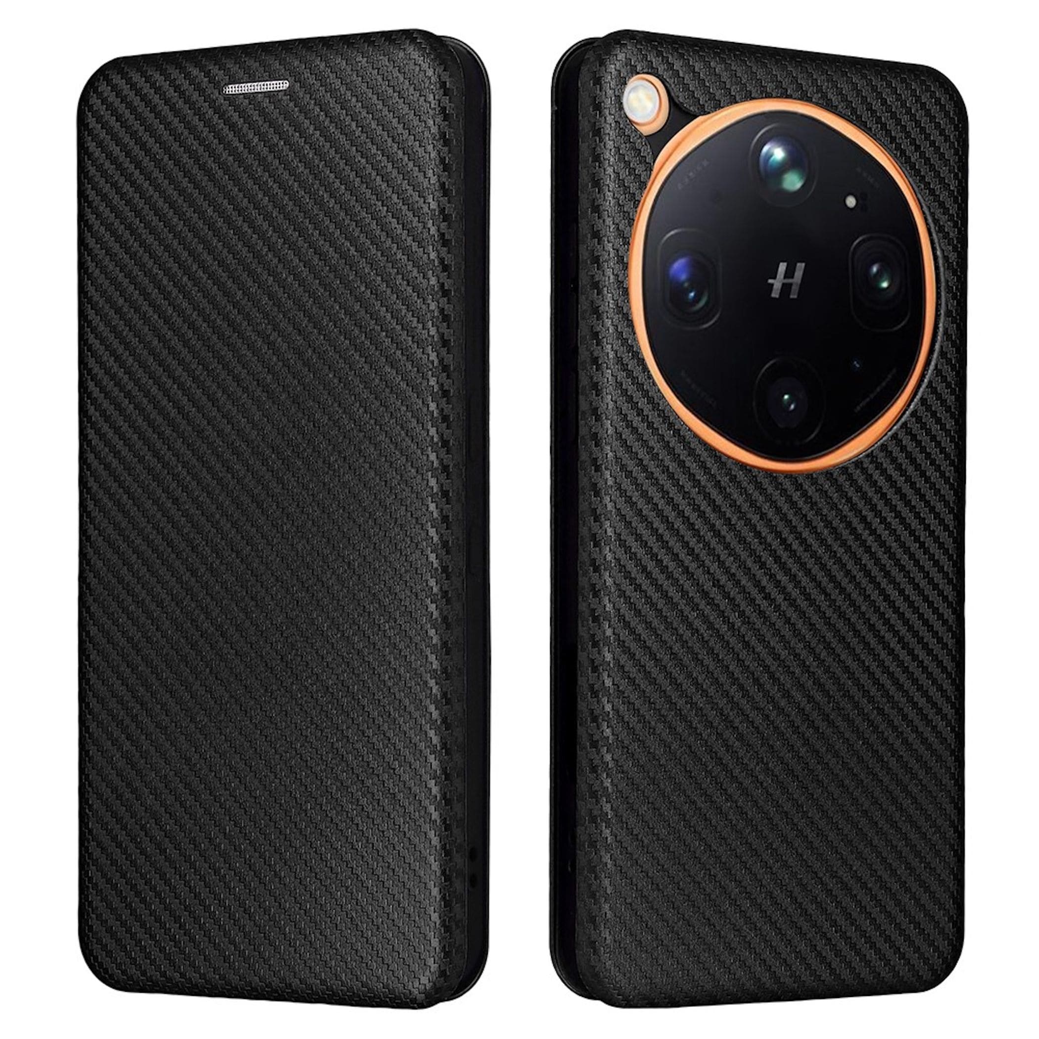 Handyh&uuml;lle Kunstleder f&uuml;r Oppo Find X9 Ultra 5G Carbon Schutz Flip Cover Schwarz 