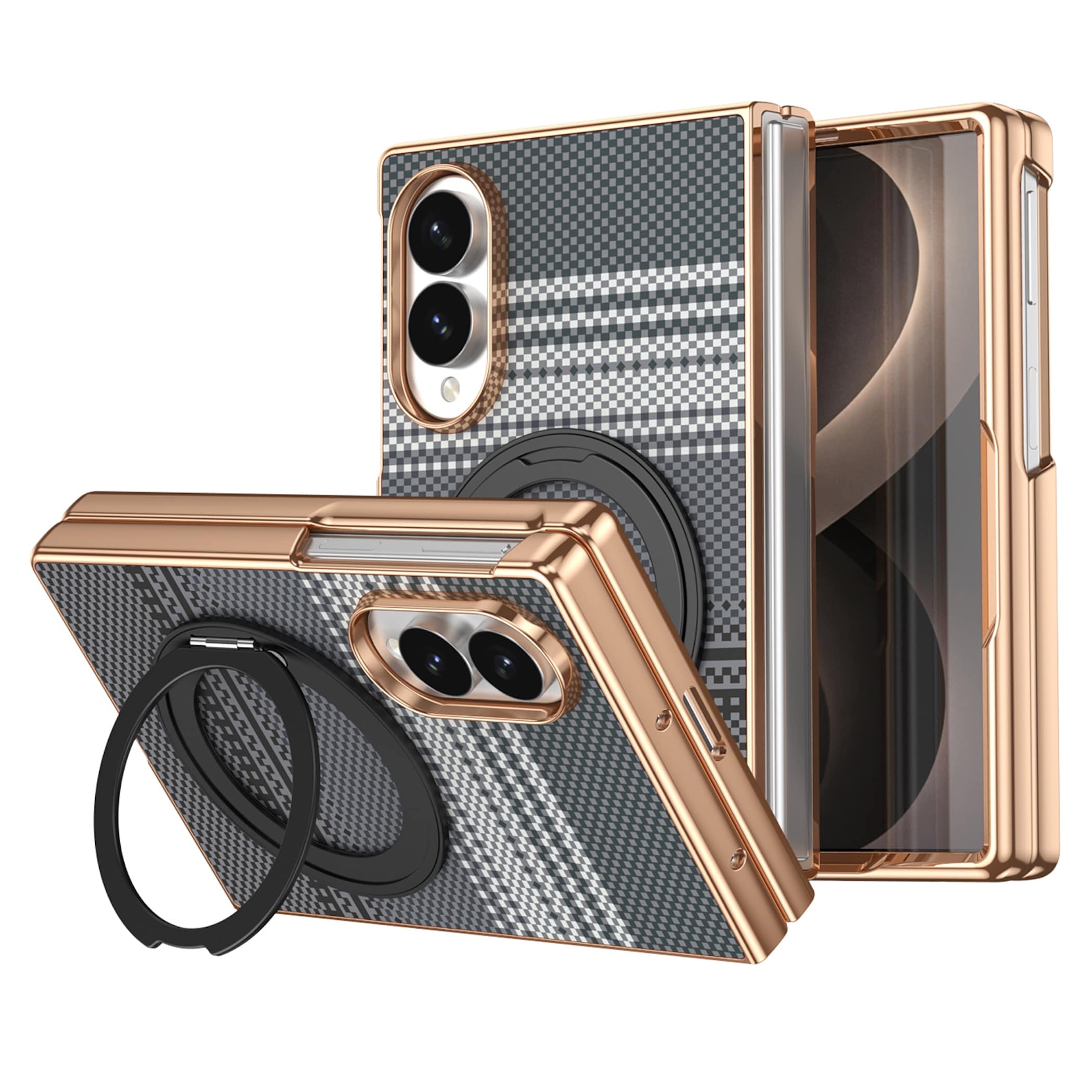 Handyh&uuml;lle Samsung Galaxy Z Fold8 5G Dreh Kipp St&auml;nder Magnetring H9 Schutzglas 