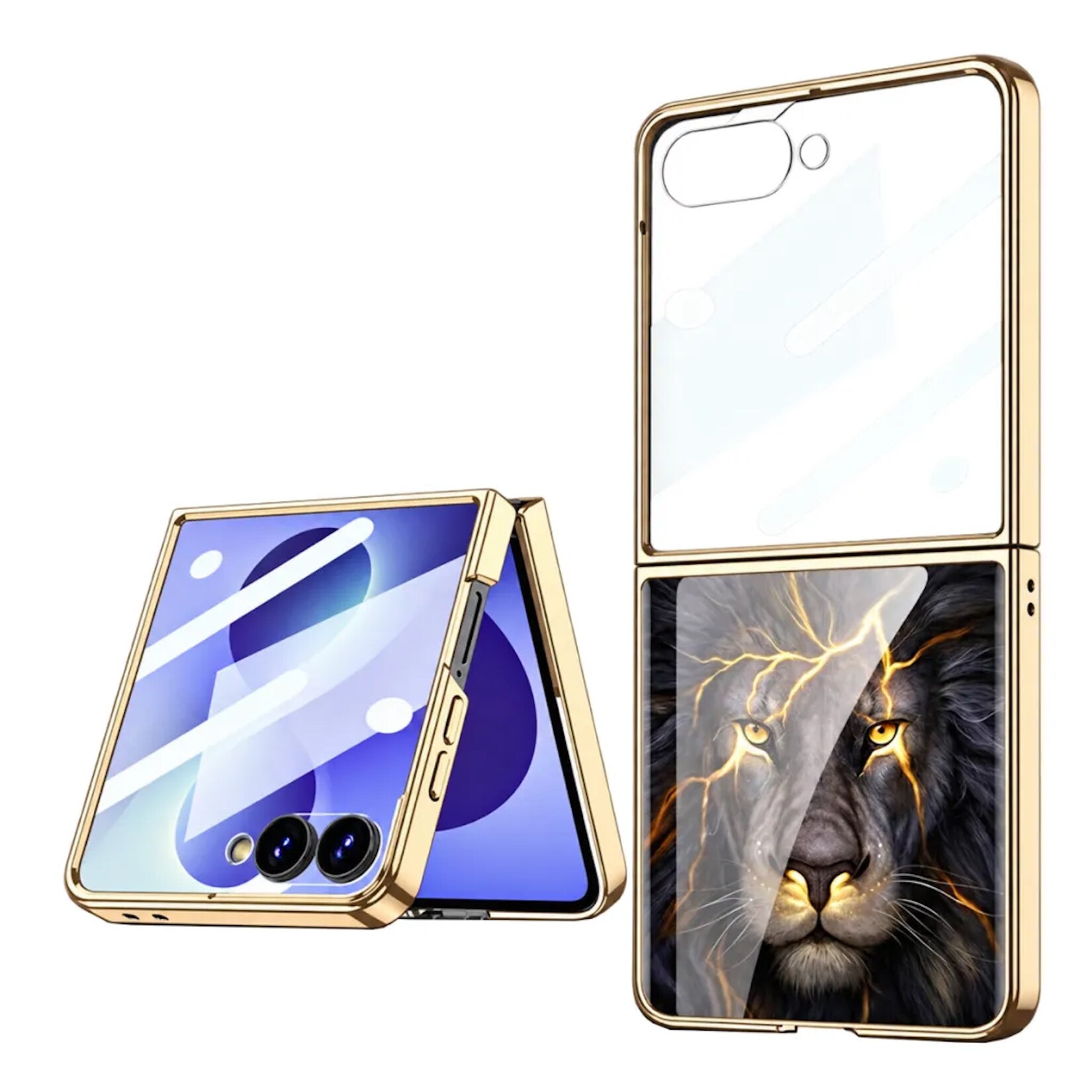 Handyhülle + Display Schutzglas für Samsung Galaxy Z Flip8 Löwe Design 360 Grad