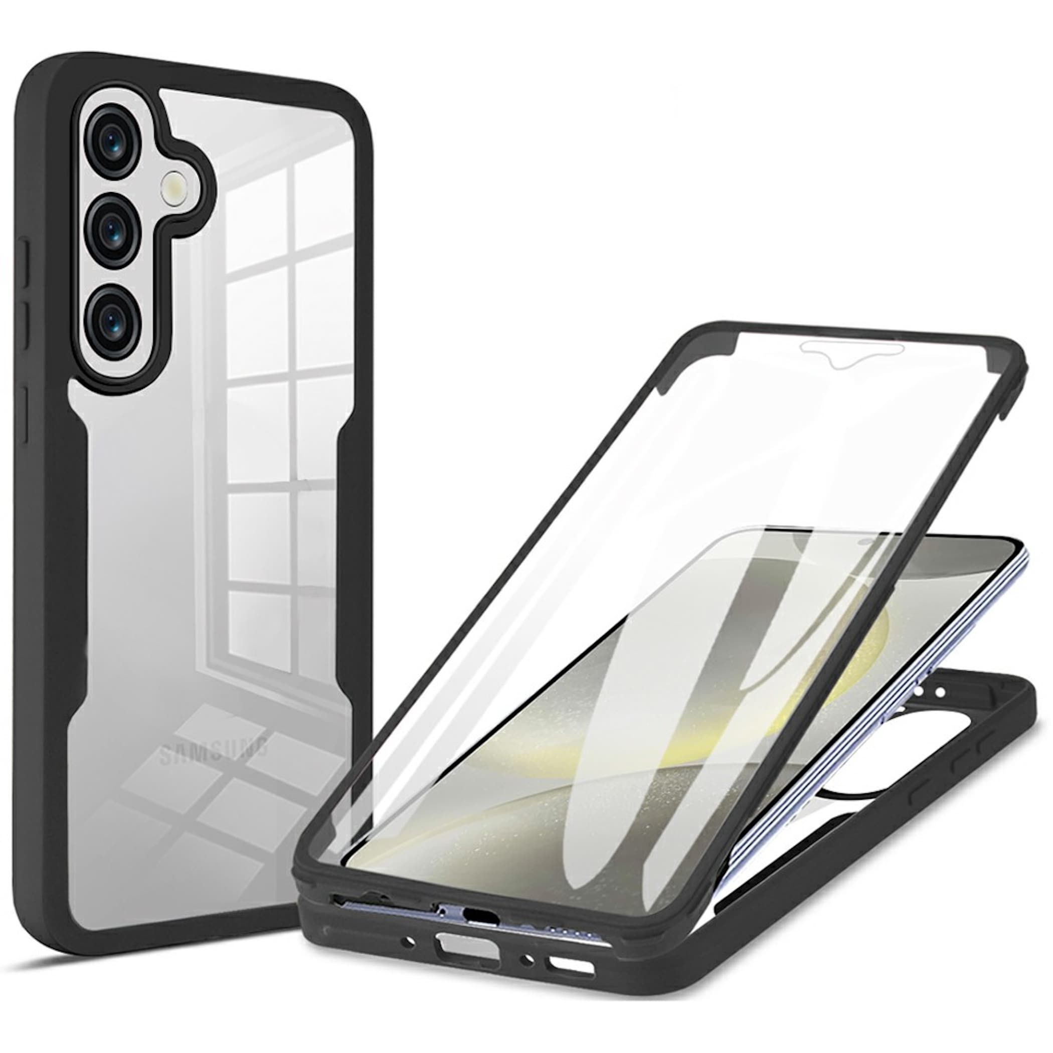 360 Grad Handyh&uuml;lle f&uuml;r Samsung Galaxy A27 5G mit Display & Kameraschutz Schwarz 