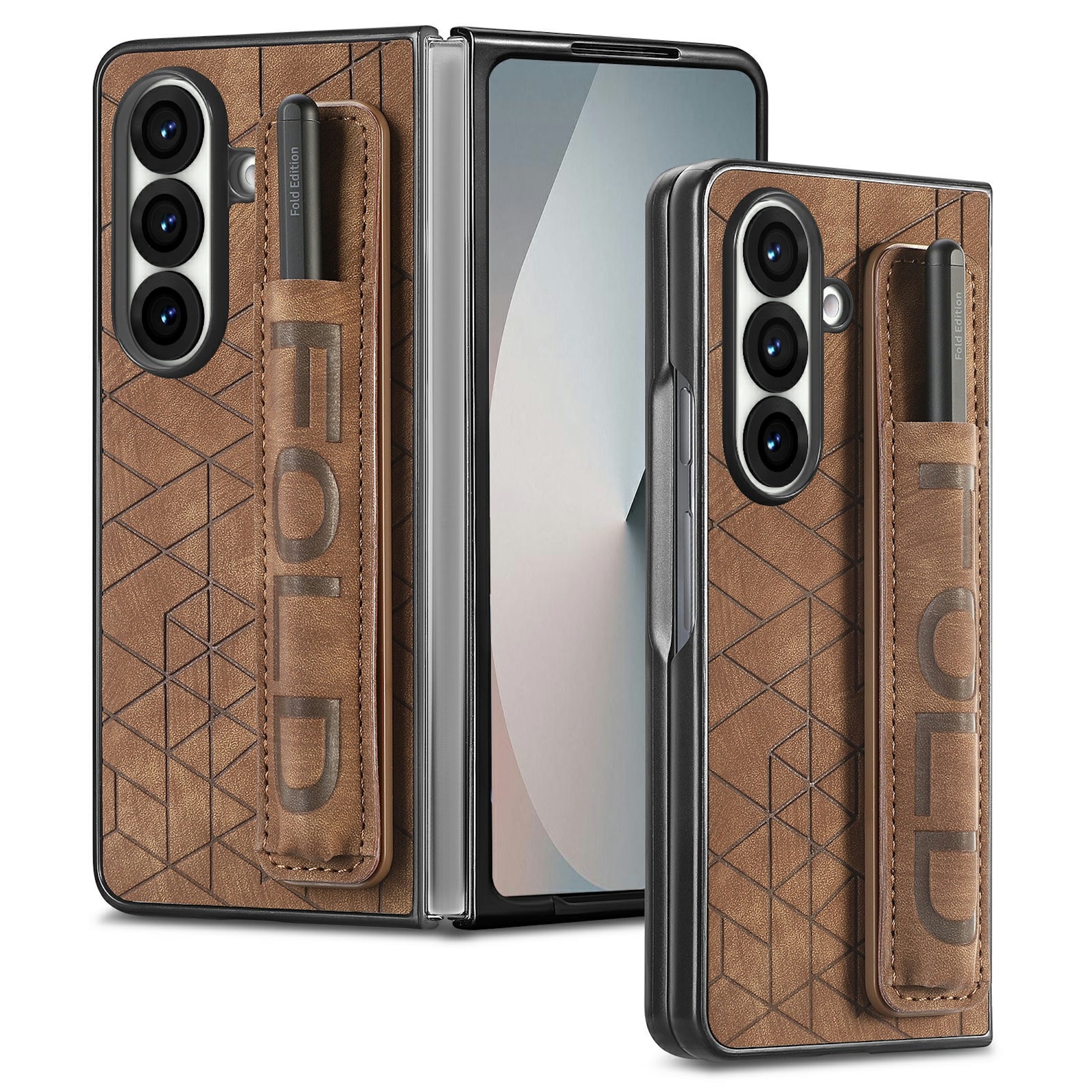 Handyh&uuml;lle Stifthalter Armband f&uuml;r Samsung Galaxy Z Fold8 Ultra 5G Full Braun 