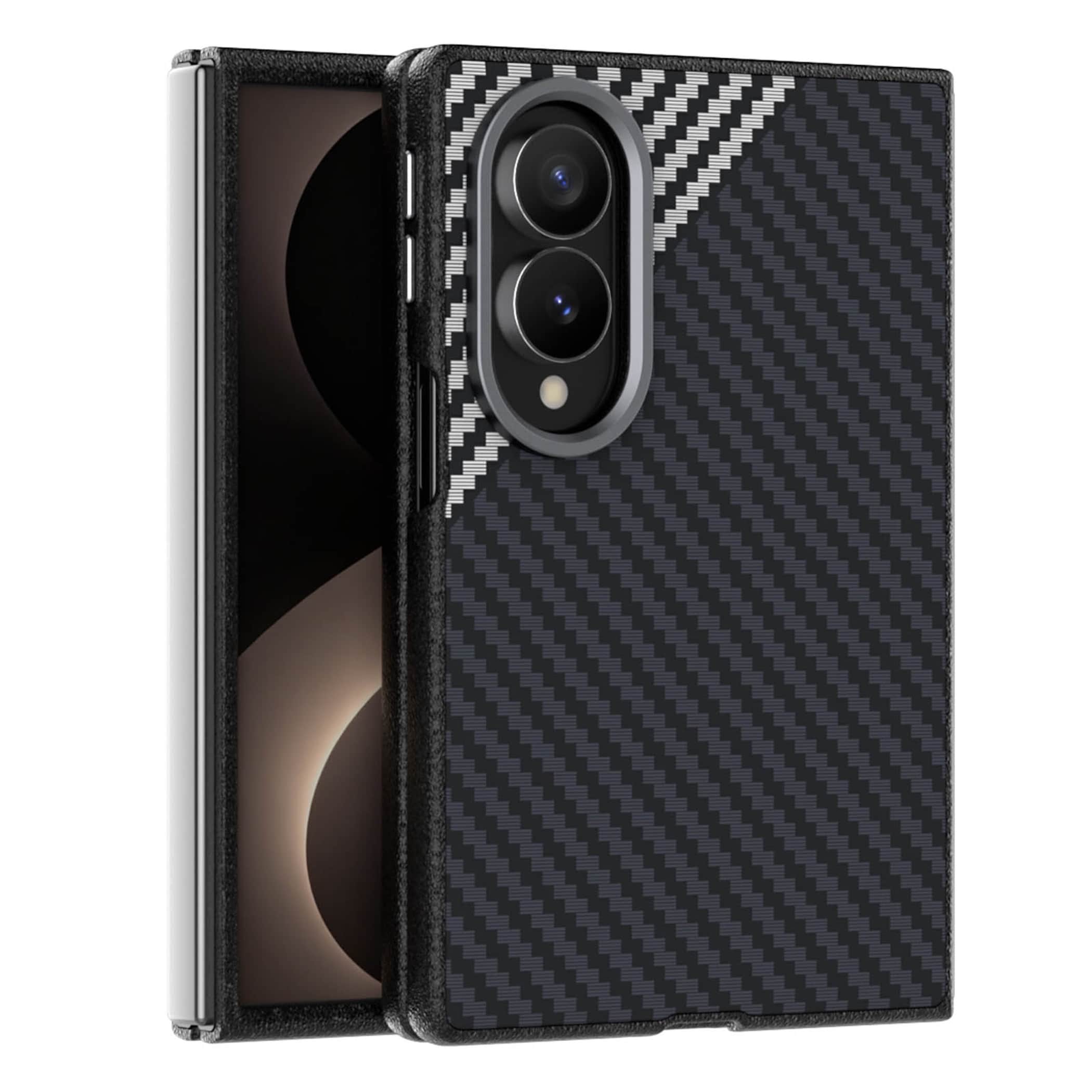 Handyh&uuml;lle Design PC TPU f&uuml;r Samsung Galaxy Z Fold8 5G Carbon Optik Kameraschutz 