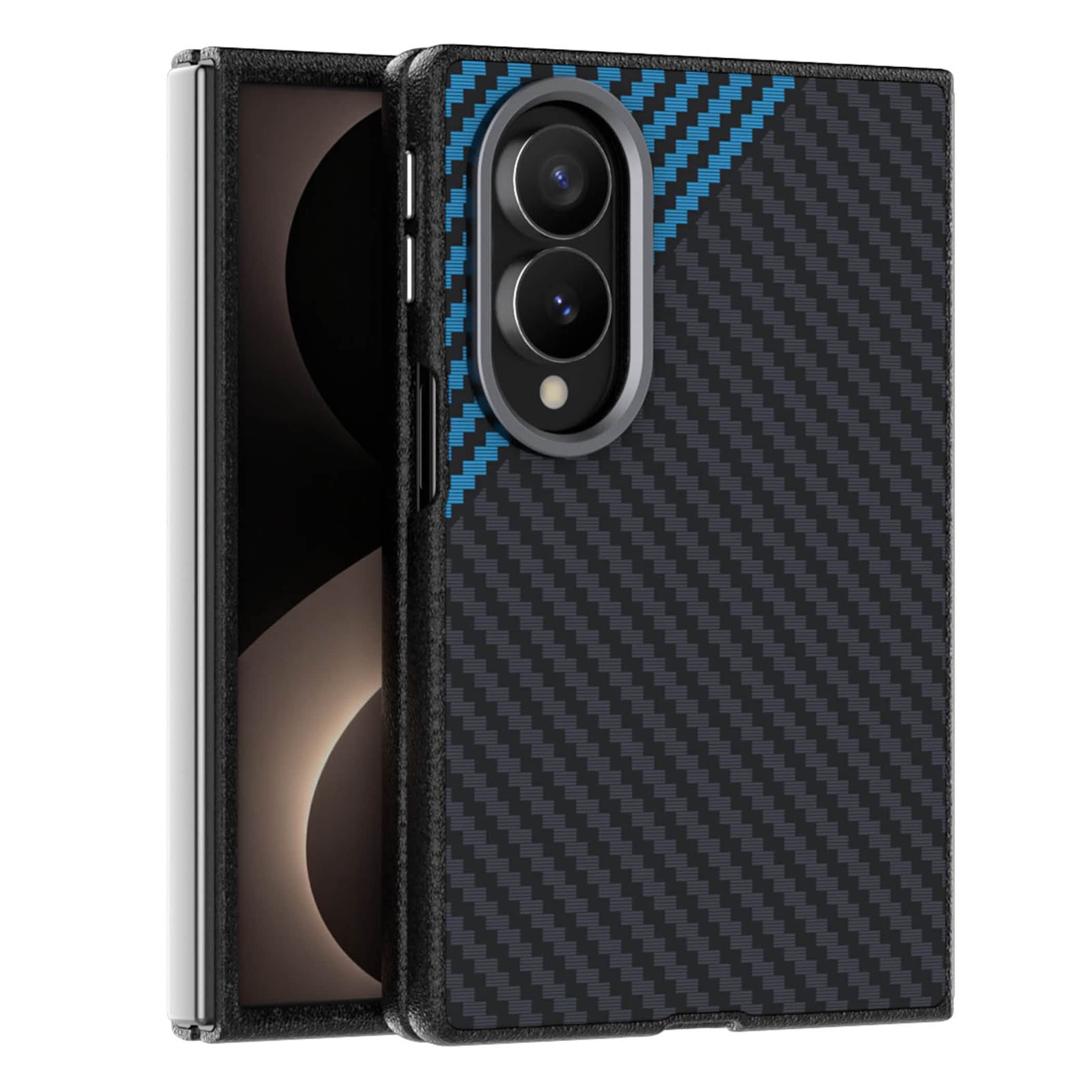 Handyh&uuml;lle Design PC TPU f&uuml;r Samsung Galaxy Z Fold8 5G Carbon Optik Kameraschutz 