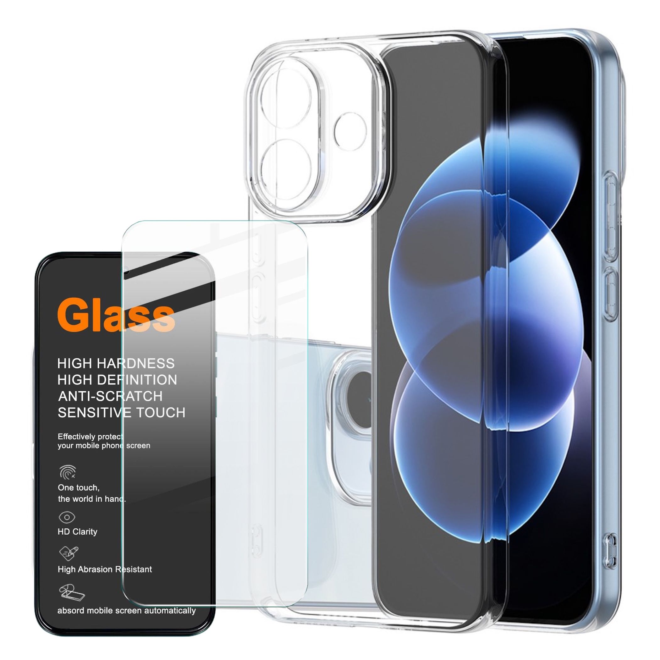Handyh&uuml;lle + 9H Schutzglas f&uuml;r Xiaomi Redmi Note 17 Pro 5G TPU Set Transparent 