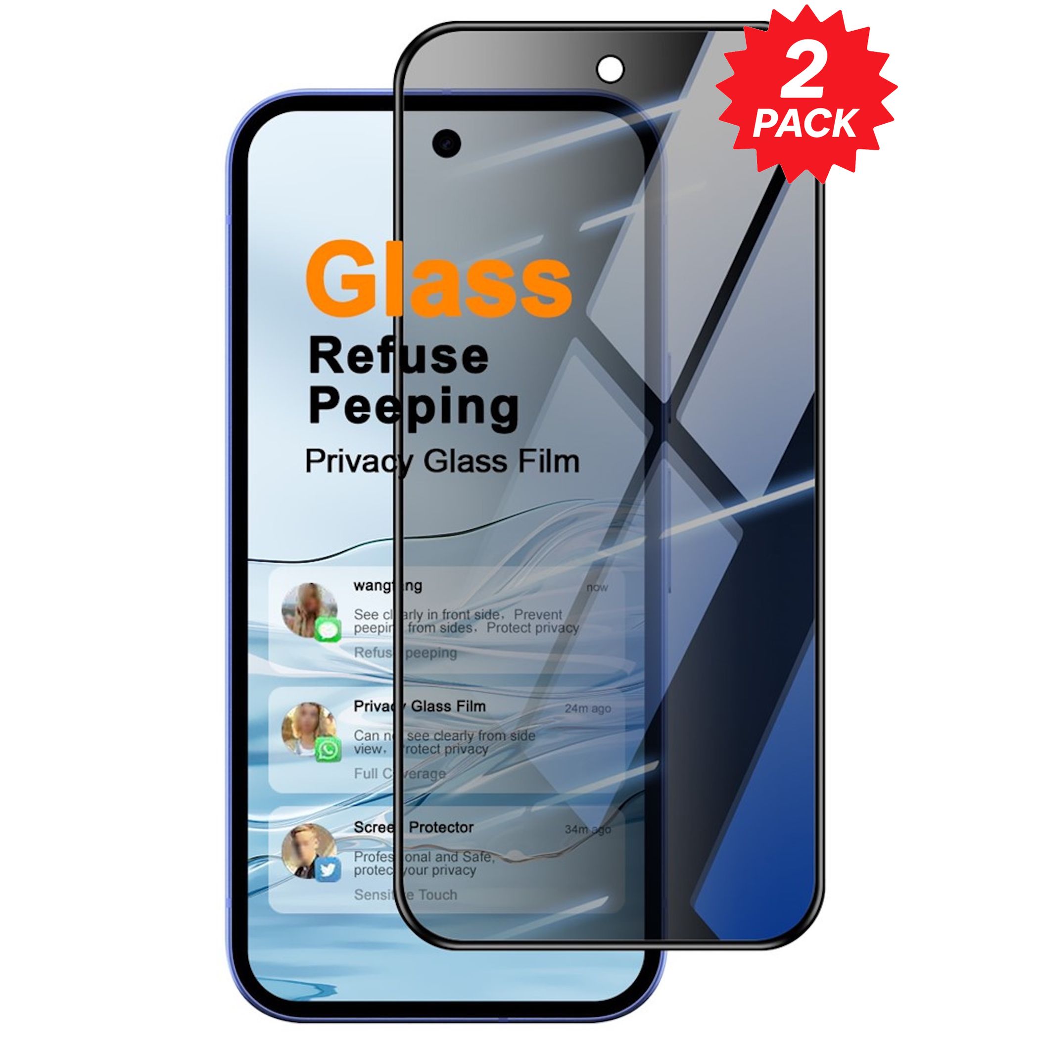 2x Privacy Schutzglas f&uuml;r Google Pixel 11 Pro Fold Displayschutz 9H Blickschutz 