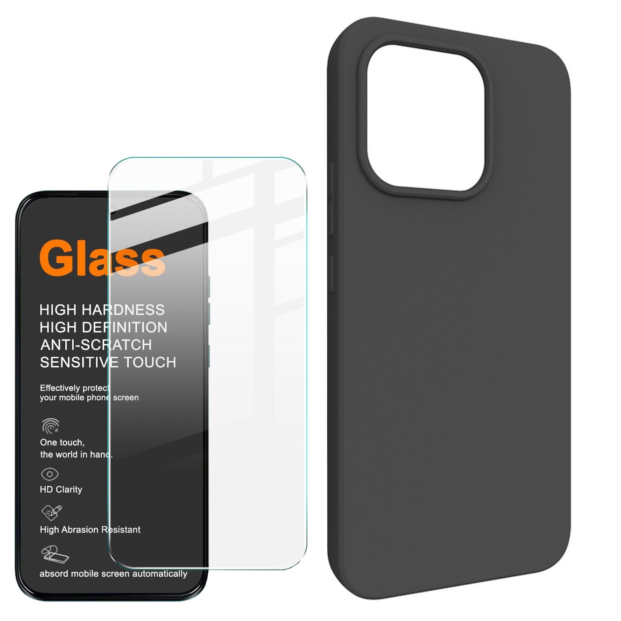 Handyh&uuml;lle + Schutzglas f&uuml;r Xiaomi Redmi Note 17 Pro 5G TPU Set 2 in 1 Schwarz 